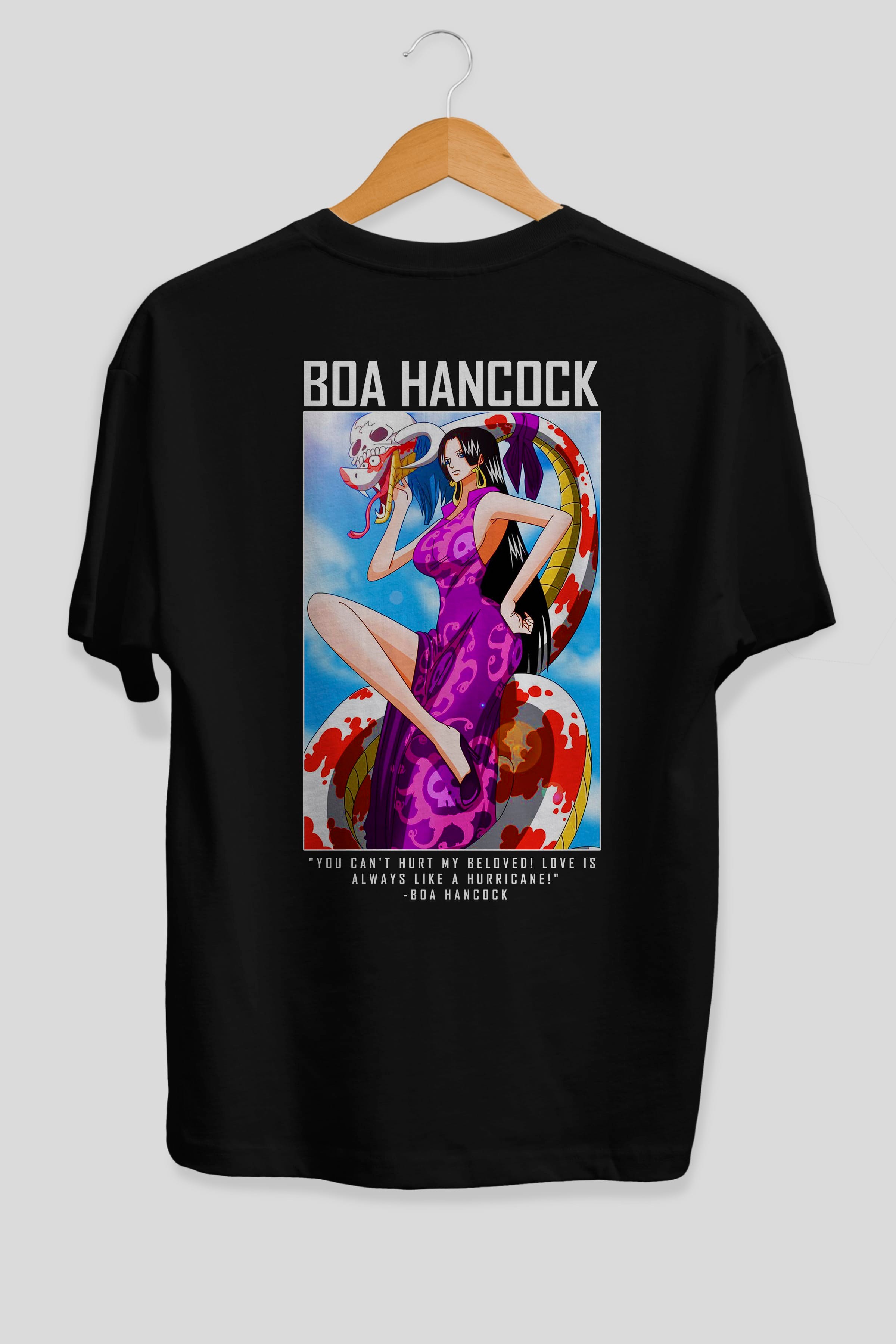 Boa Hancock Anime Arka Baskılı Oversize t-shirt Erkek Kadın Unisex %100 pamuk tişort