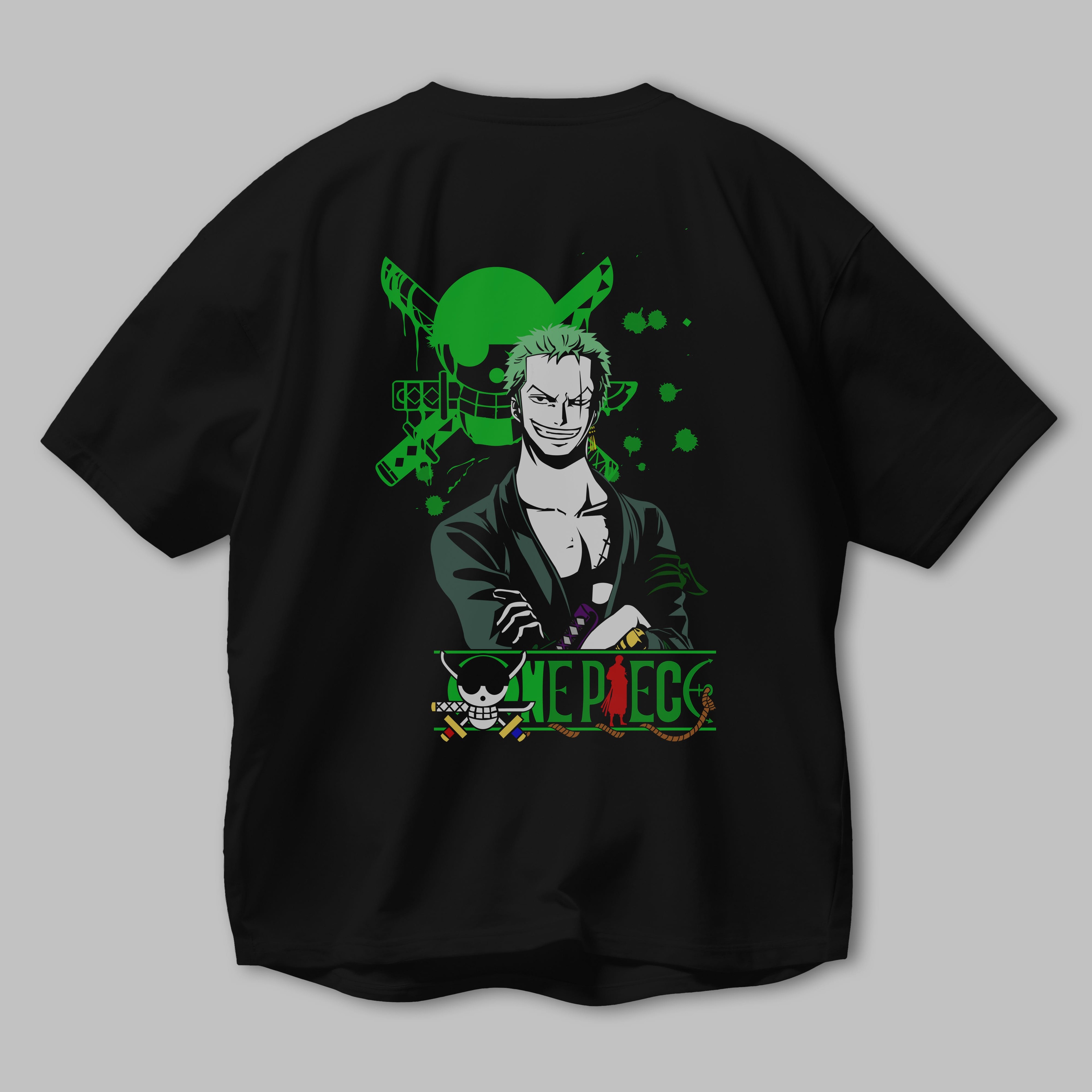 Roronoa Zoro 2 Anime Arka Baskılı Oversize t-shirt Erkek Kadın Unisex %100 pamuk tişort