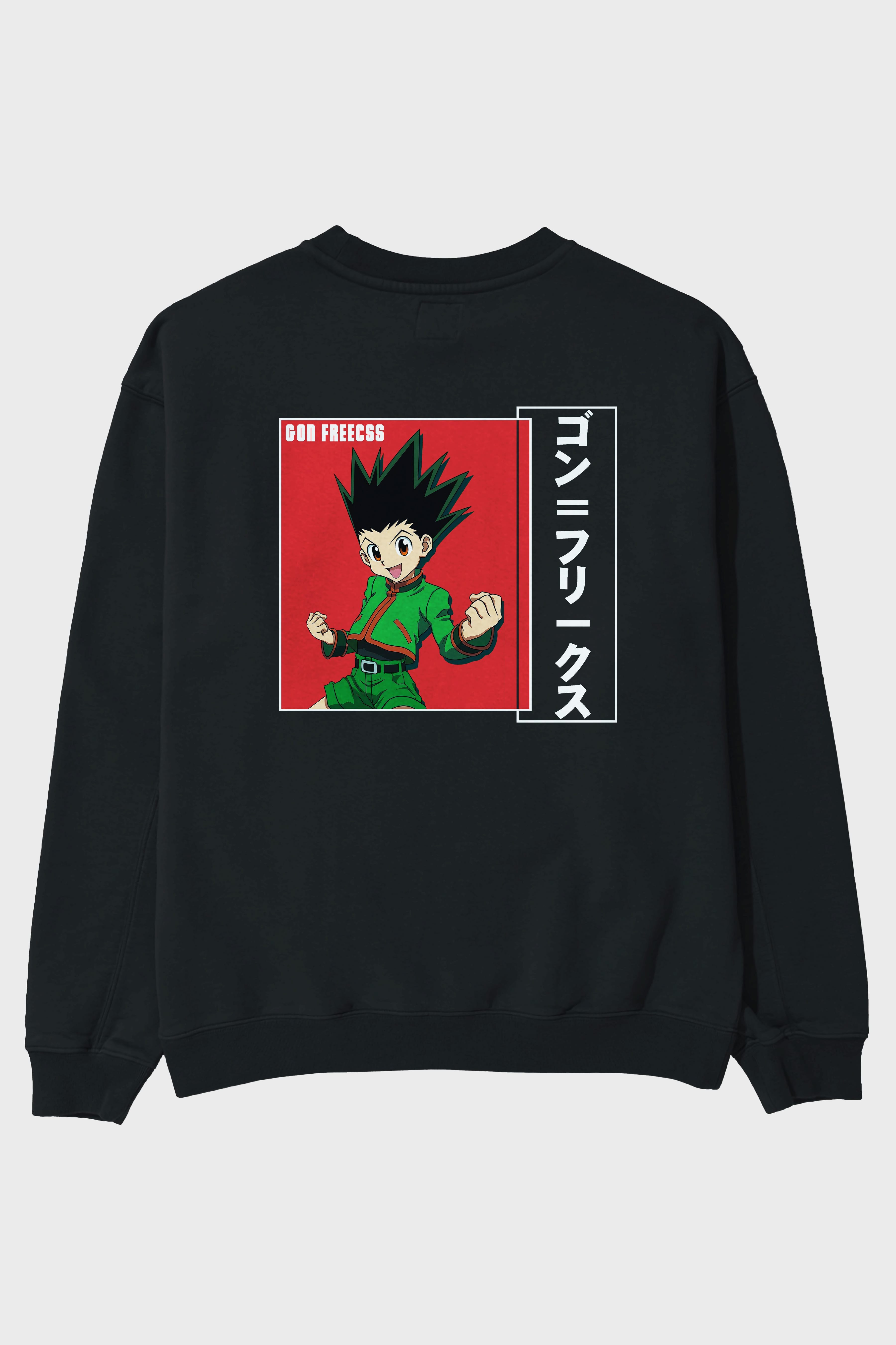 Gon Freecss HUNTER X HUNTER 5 Anime Arka Baskılı Oversize Sweatshirt Erkek Kadın Unisex