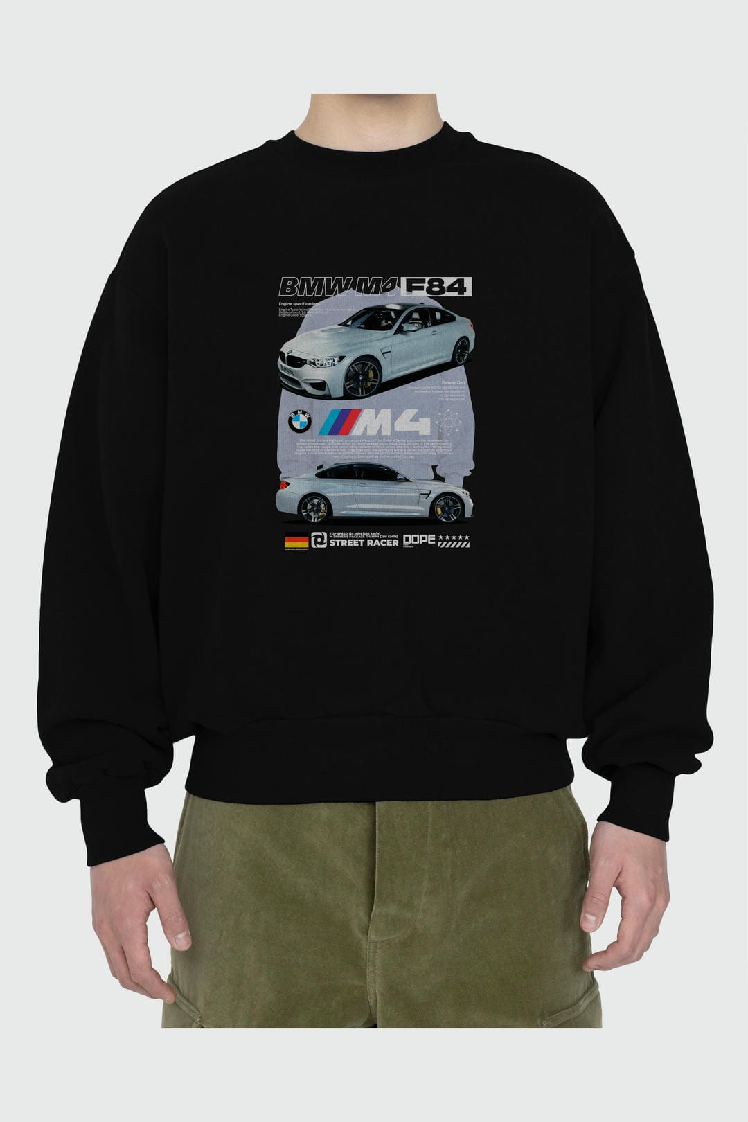 BMW M4 F84 Ön Baskılı Anime Oversize Sweatshirt Erkek Kadın Unisex