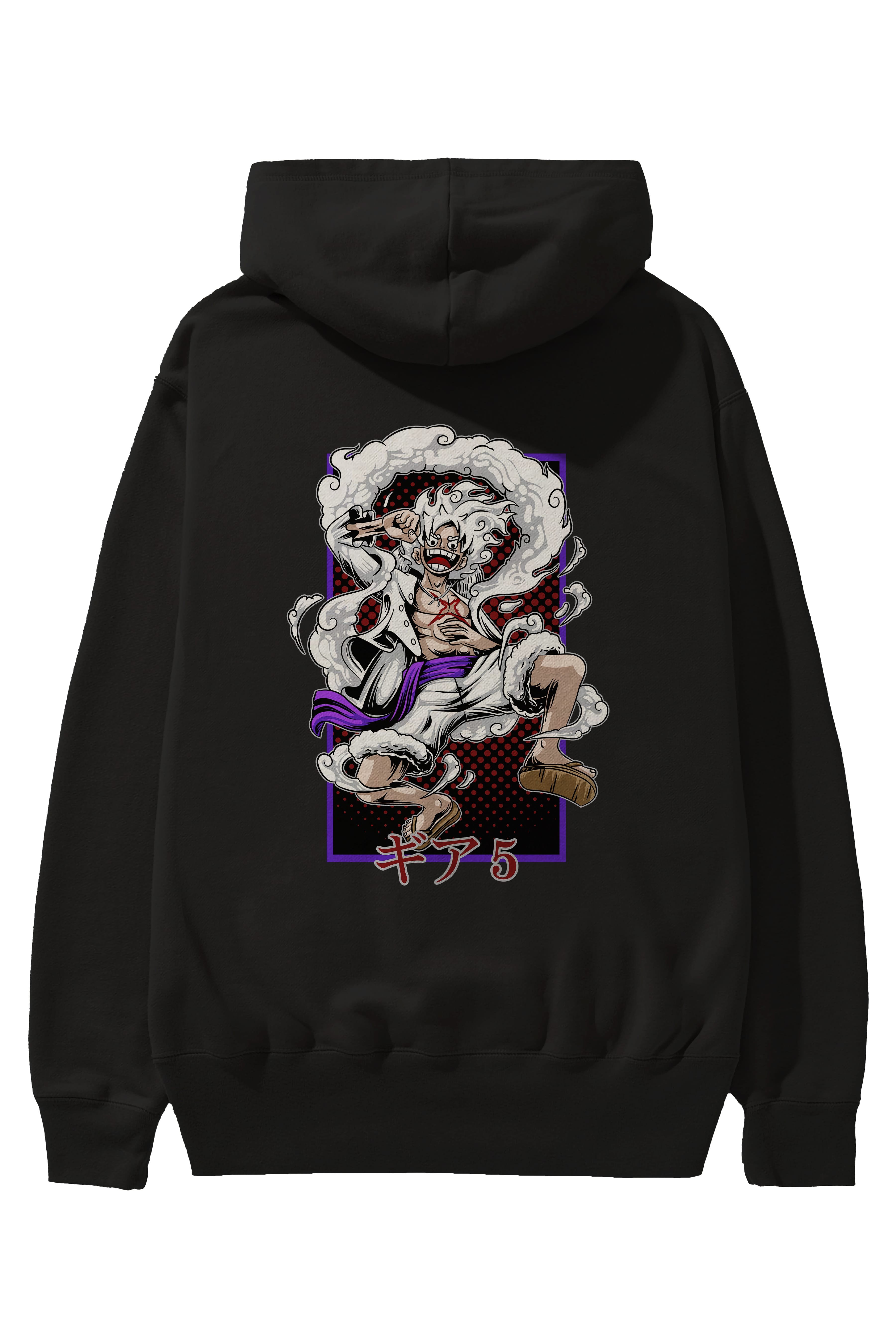 MONKEY D. LUFFY GEAR5 Anime Arka Baskılı Hoodie Oversize Kapüşonlu Sweatshirt Erkek Kadın Unisex