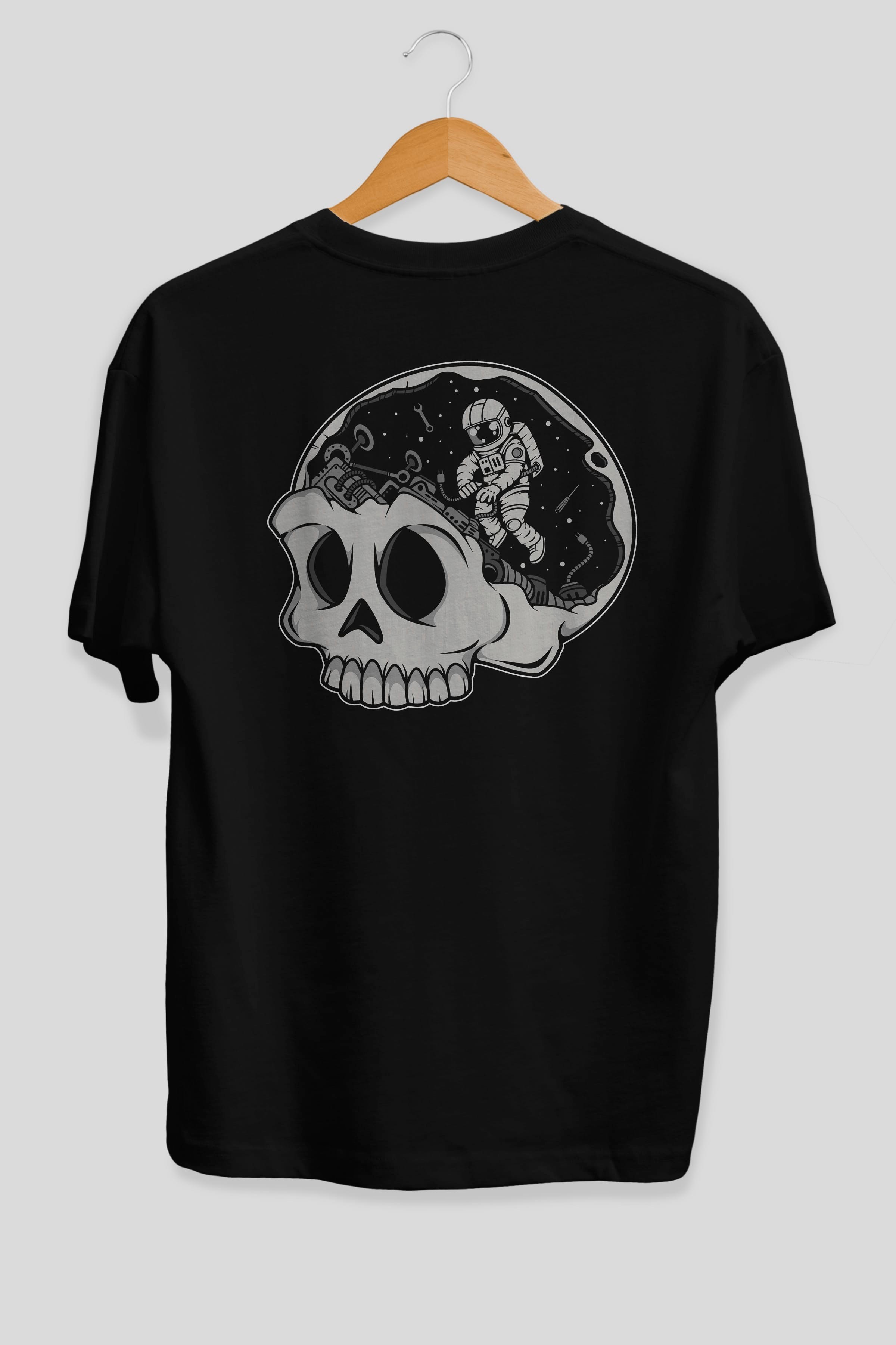 Astronaut Skull Brain Arka Baskılı Oversize t-shirt Erkek Kadın Unisex