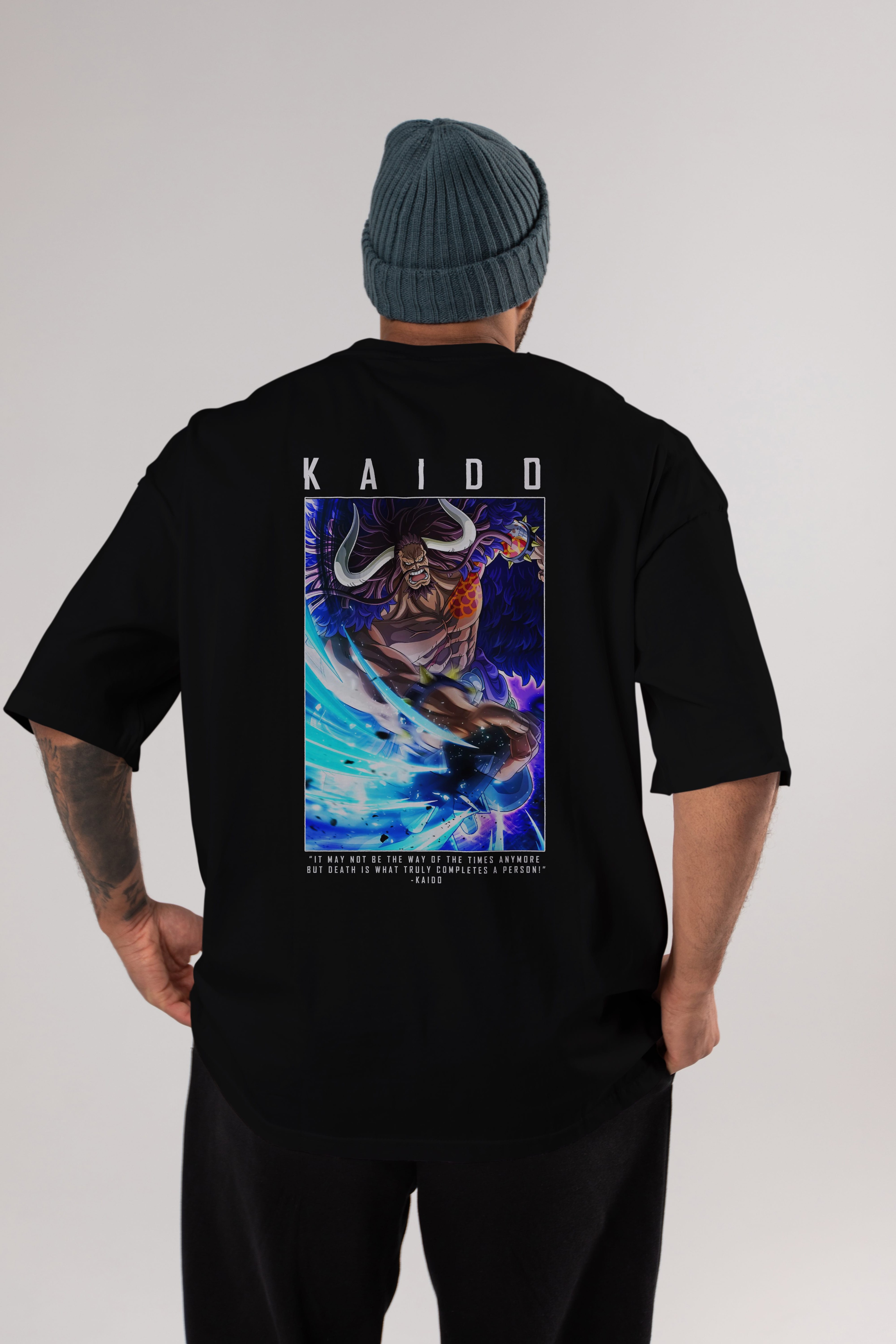 Kaido 2 Anime Arka Baskılı Oversize t-shirt Erkek Kadın Unisex %100 pamuk tişort
