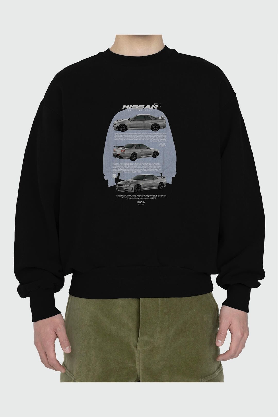 nissan skyline gt-r Ön Baskılı Anime Oversize Sweatshirt Erkek Kadın Unisex