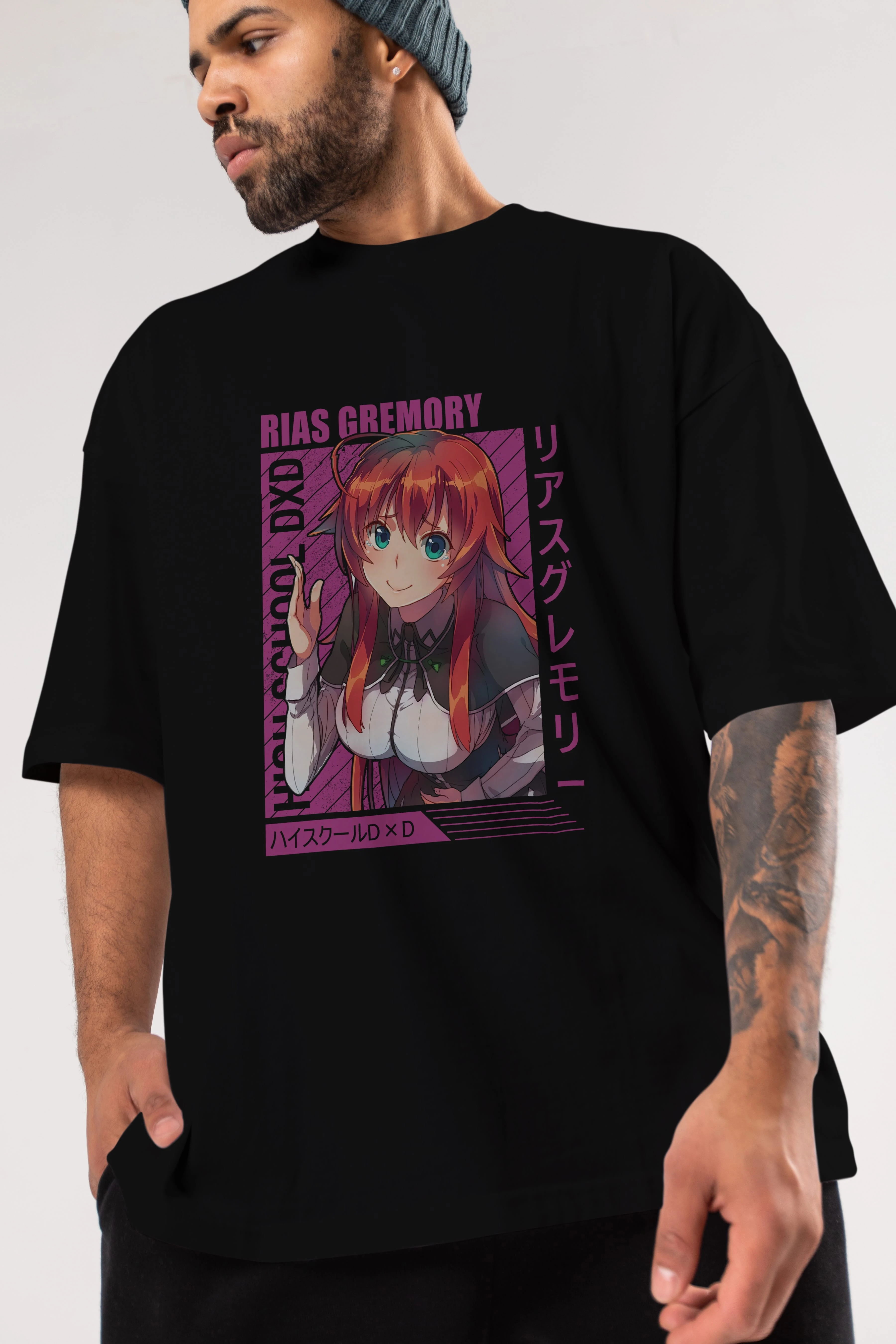 Rias Gremory 10 Anime Ön Baskılı Oversize t-shirt %100 pamuk Erkek Kadın Unisex