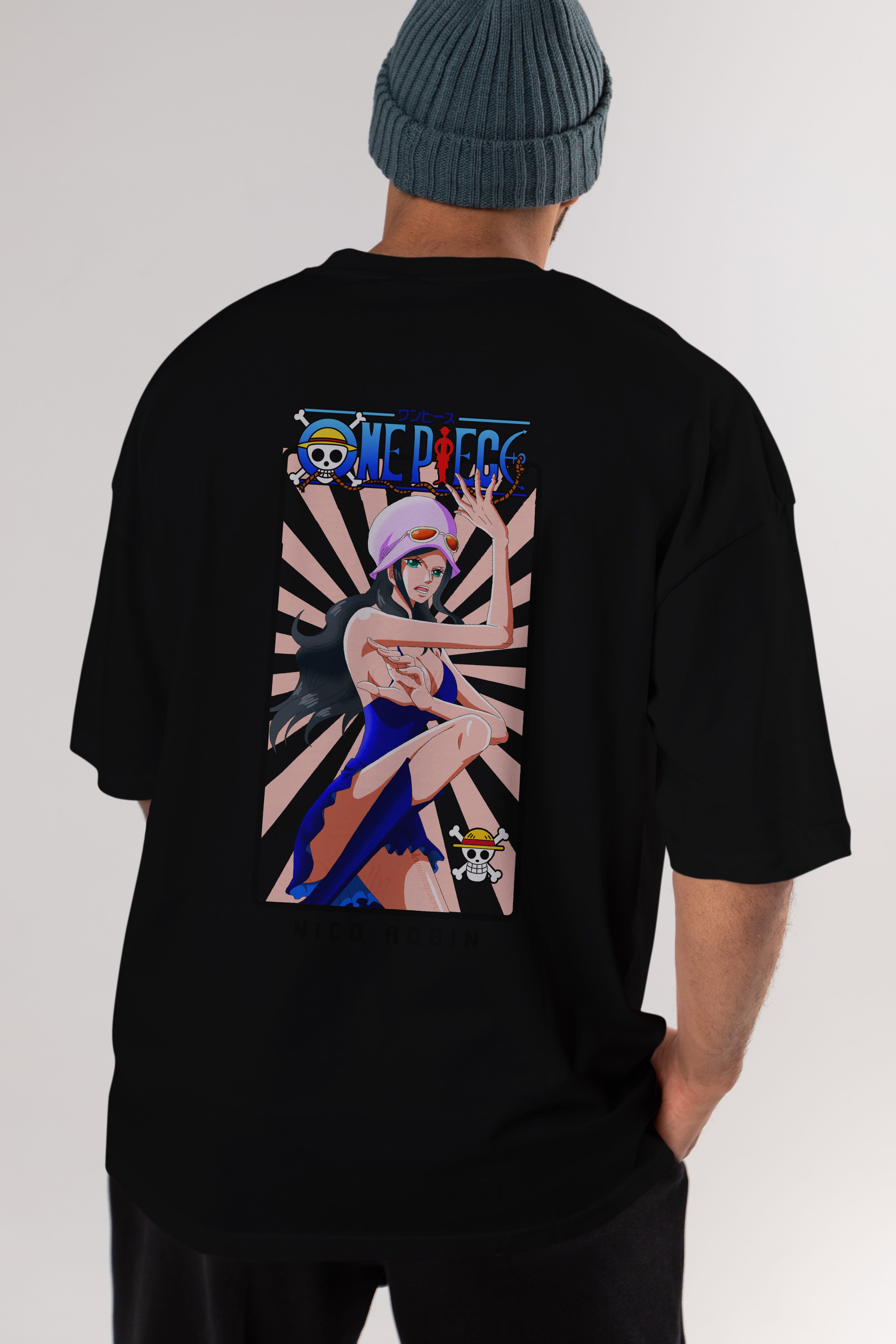 Nico Robin Anime Arka Baskılı Oversize t-shirt Erkek Kadın Unisex %100 pamuk tişort