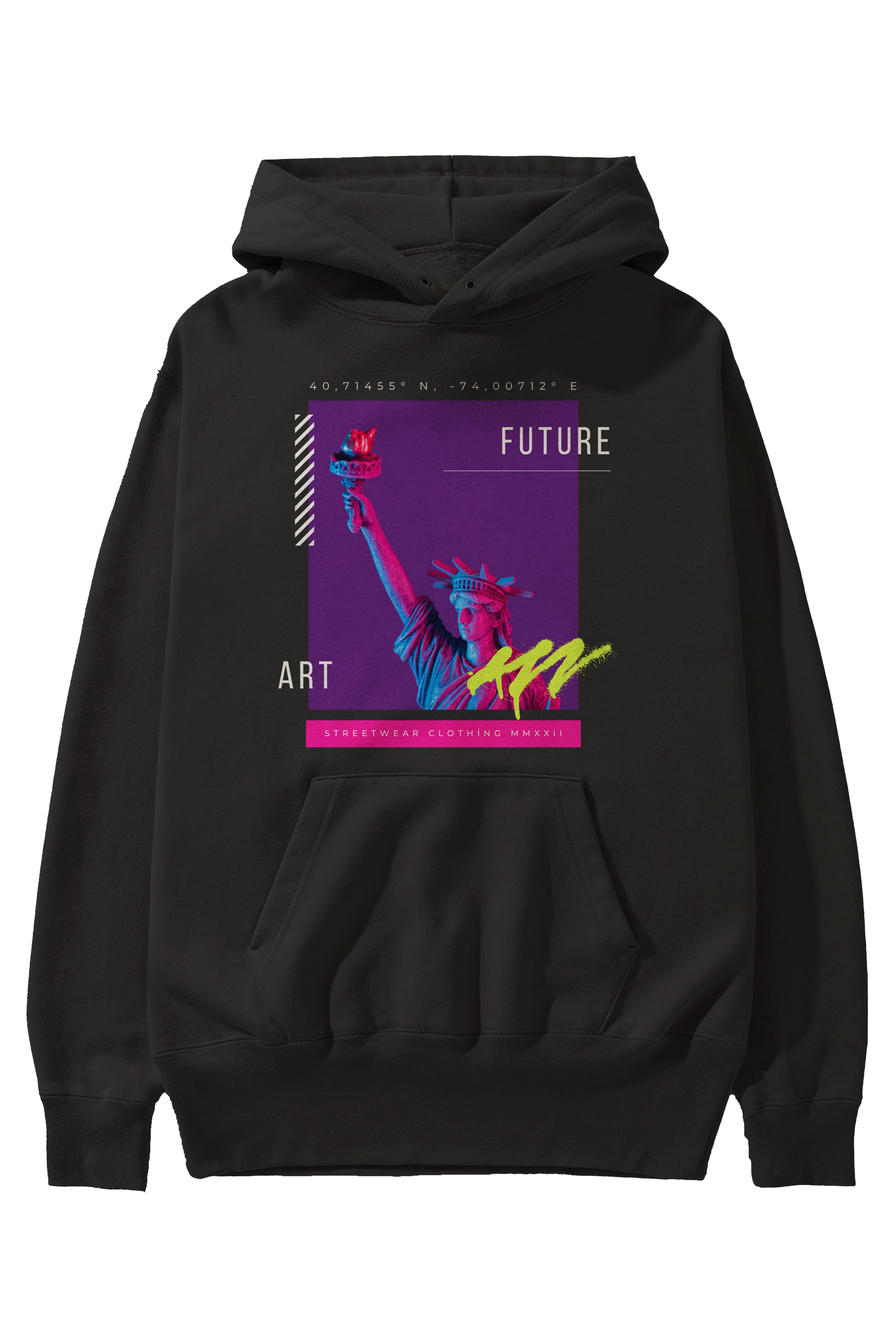 Future Streetwear Ön Baskılı Oversize Hoodie Kapüşonlu Sweatshirt Erkek Kadın Unisex