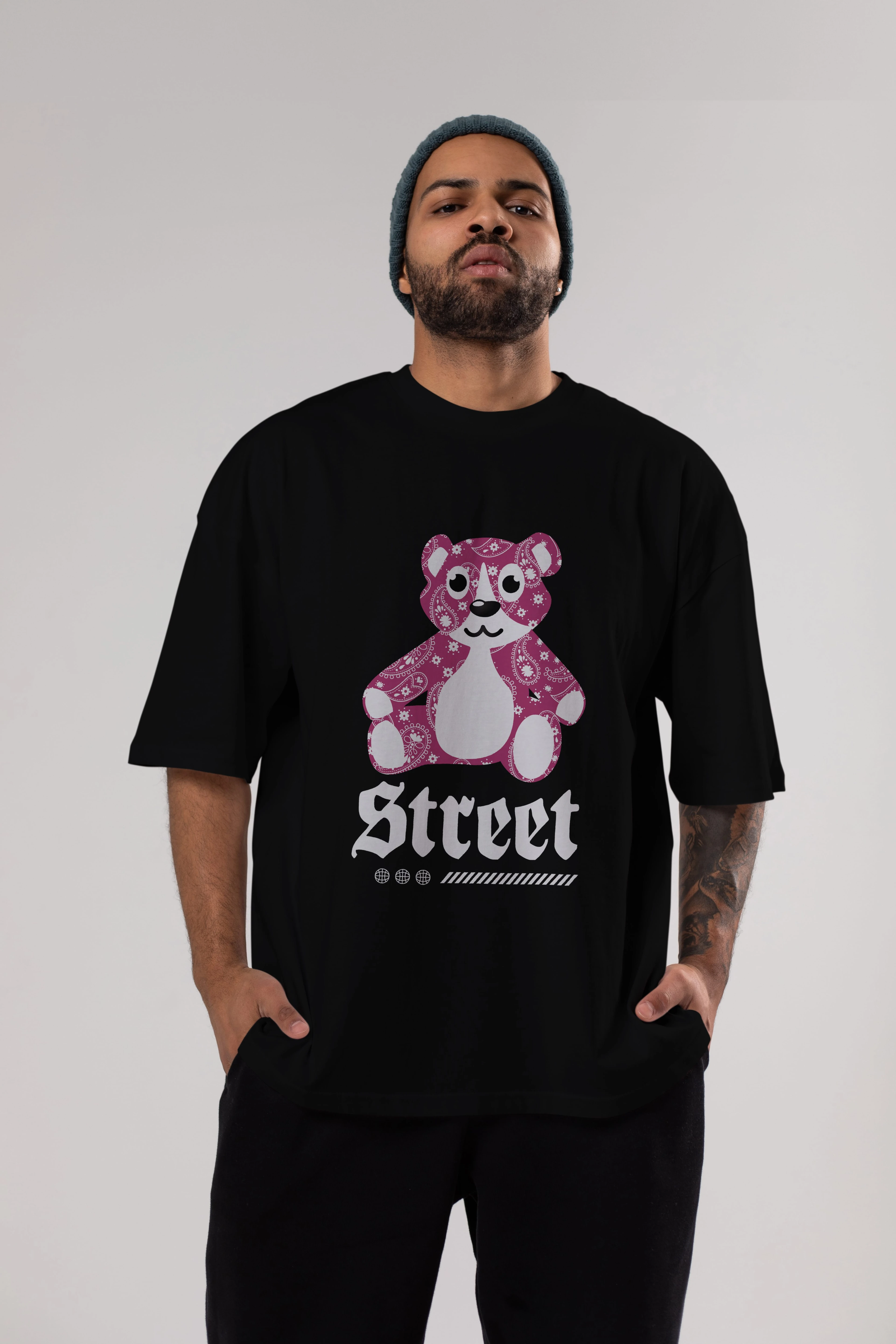 Street Bear Ön Baskılı Oversize t-shirt Erkek Kadın Unisex