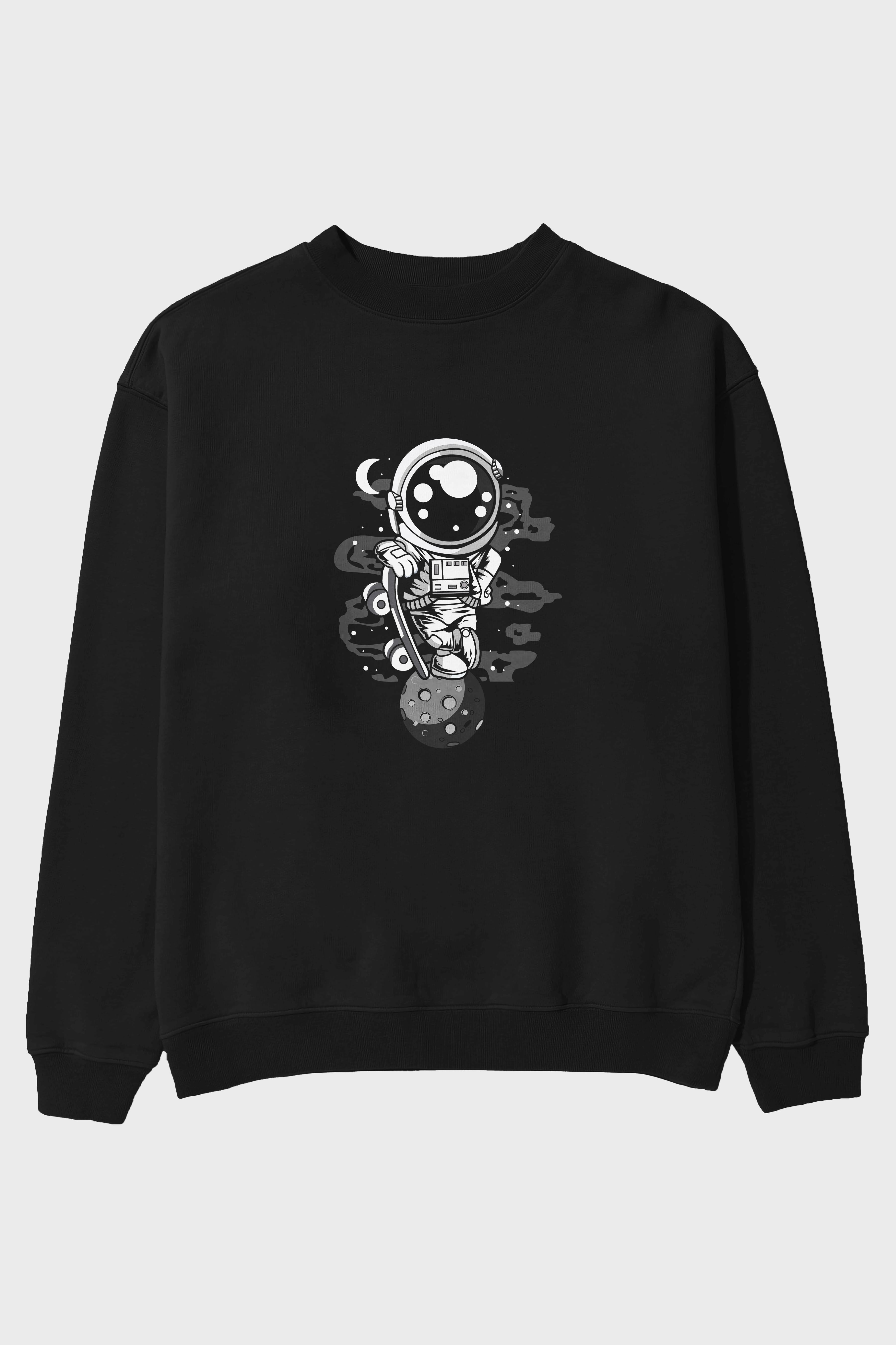 Astronaut Skater Boy Ön Baskılı Oversize Sweatshirt Erkek Kadın Unisex
