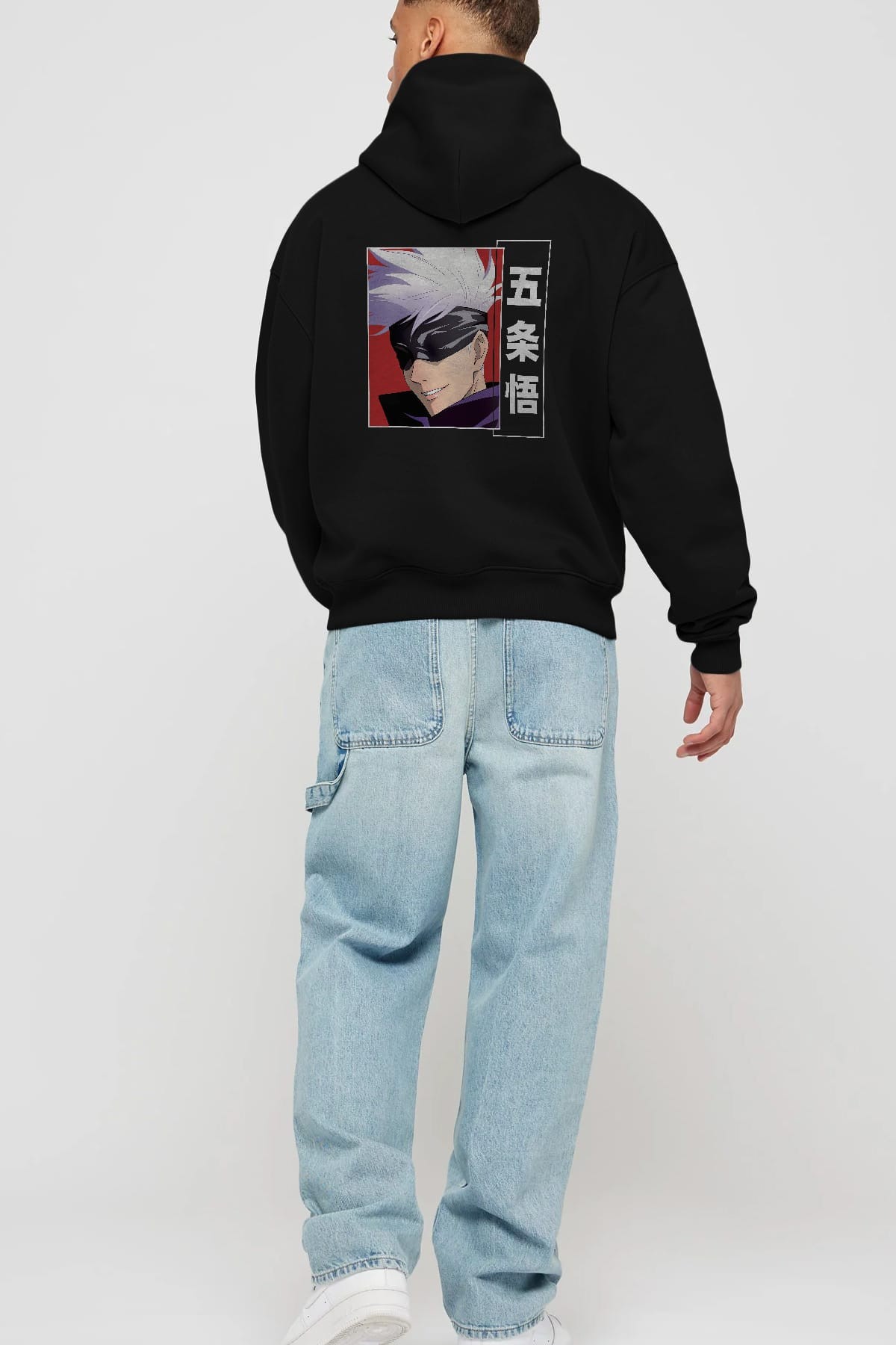 SATORU GOJO Anime Arka Baskılı Hoodie Oversize Kapüşonlu Sweatshirt Erkek Kadın Unisex