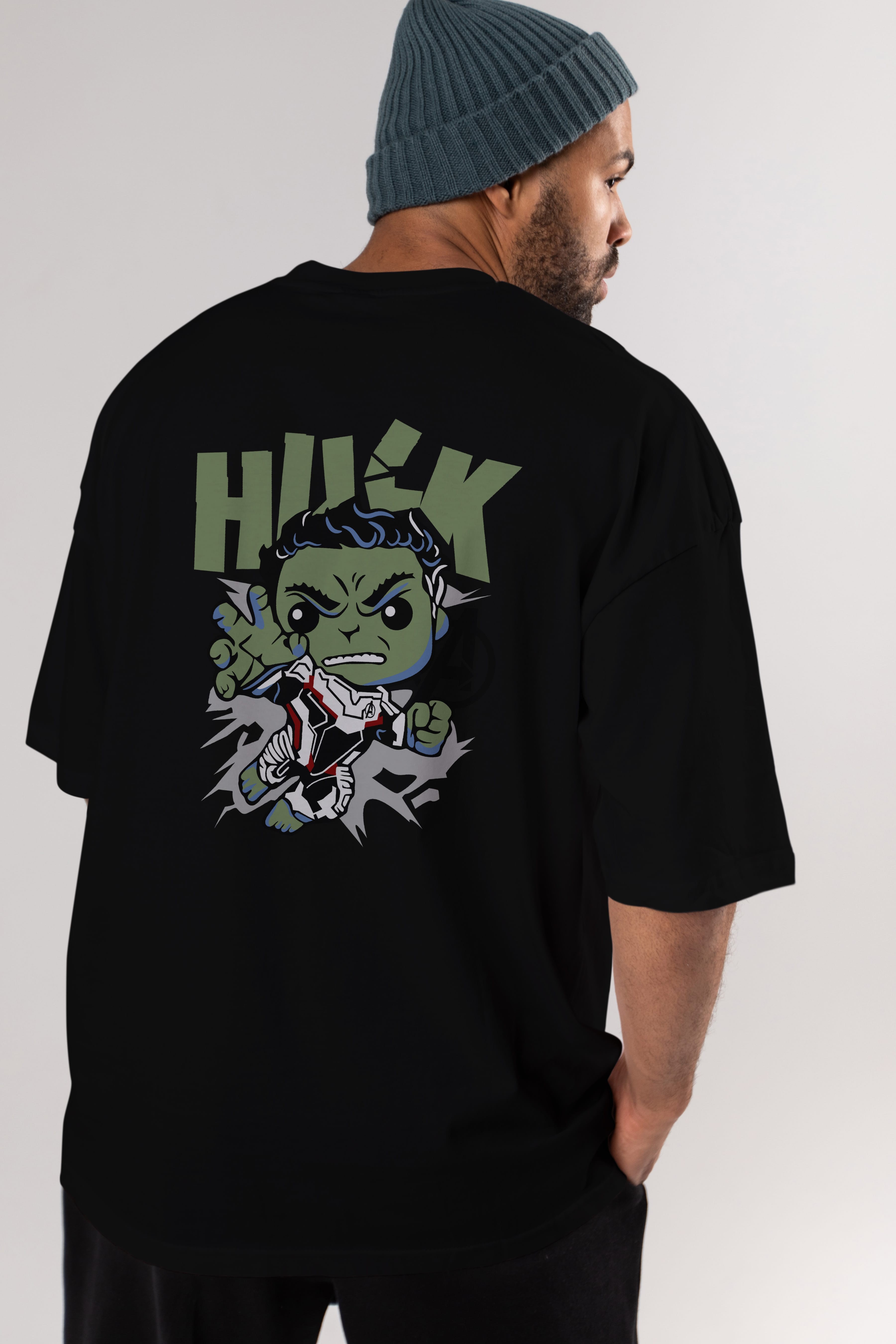Hulk (8) Arka Baskılı Oversize t-shirt Erkek Kadın Unisex %100 Pamuk Bisiklet Yaka tişort