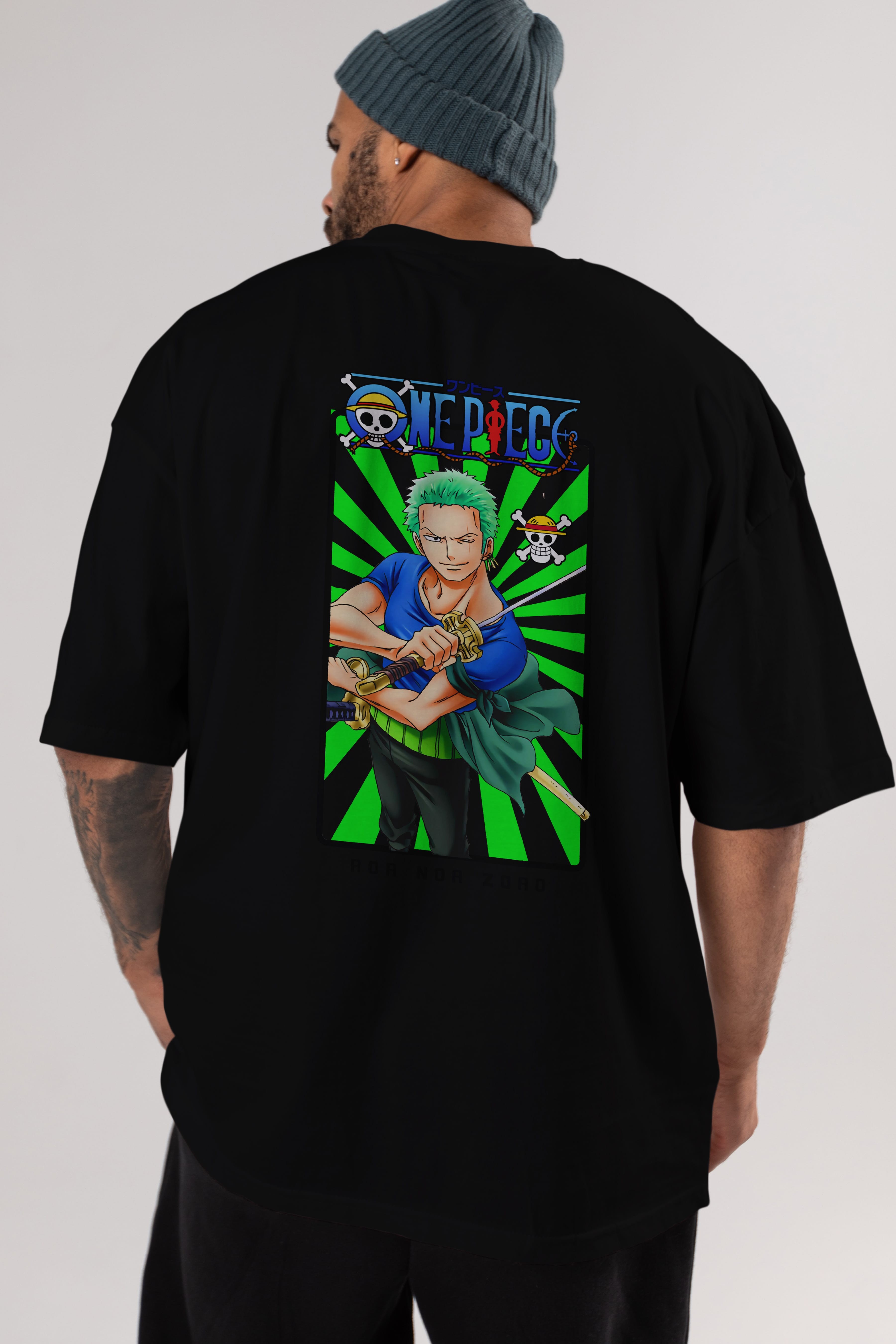 Roronoa Zoro 6 Anime Arka Baskılı Oversize t-shirt Erkek Kadın Unisex %100 pamuk tişort