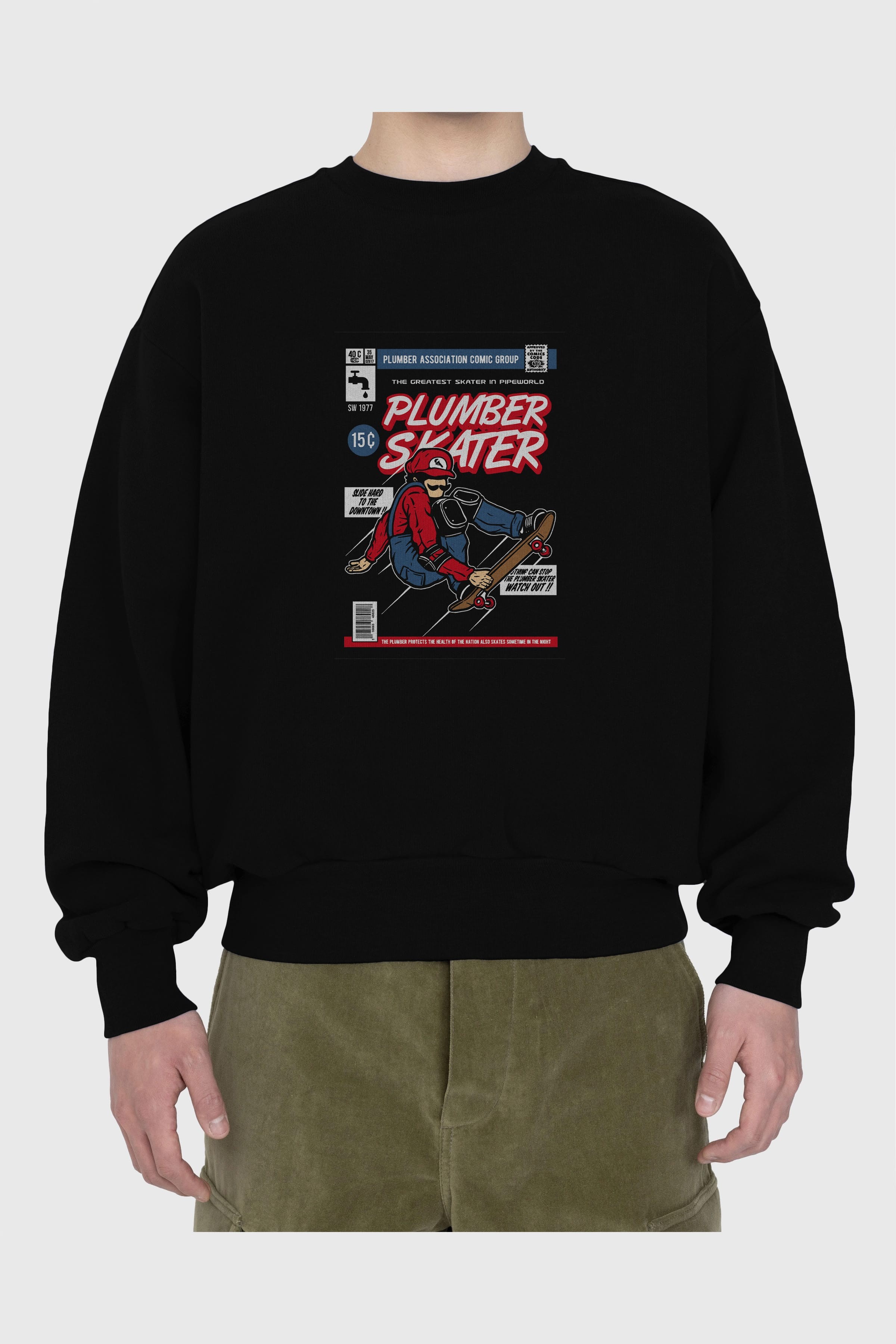 Plumber Skater Ön Baskılı Oversize Sweatshirt Erkek Kadın Unisex