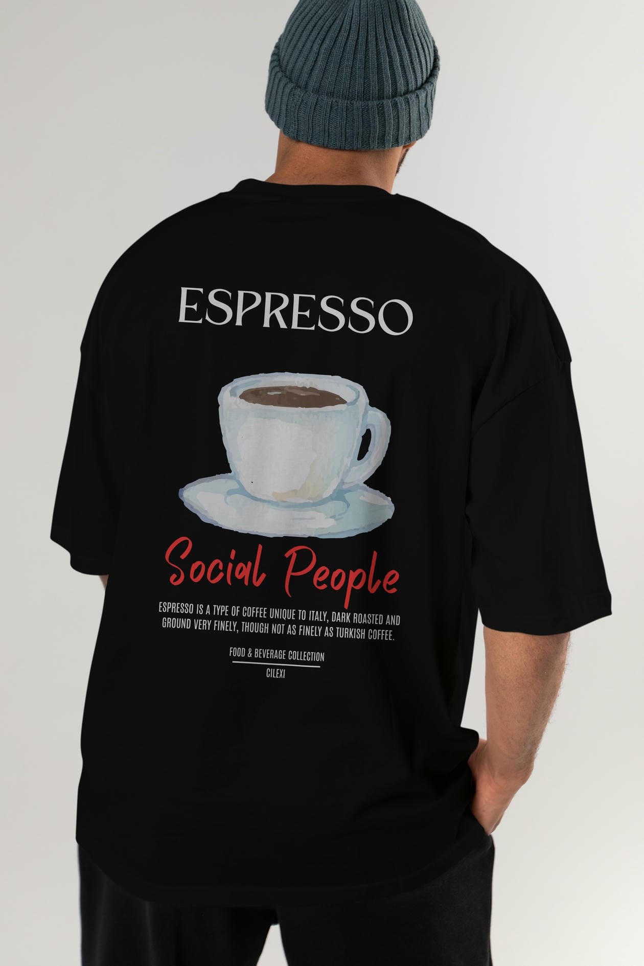Espresso Kokteyl Serisi Baskılı Oversize t-shirt Erkek Kadın Unisex %100 Pamuk Bisiklet Yaka tişort