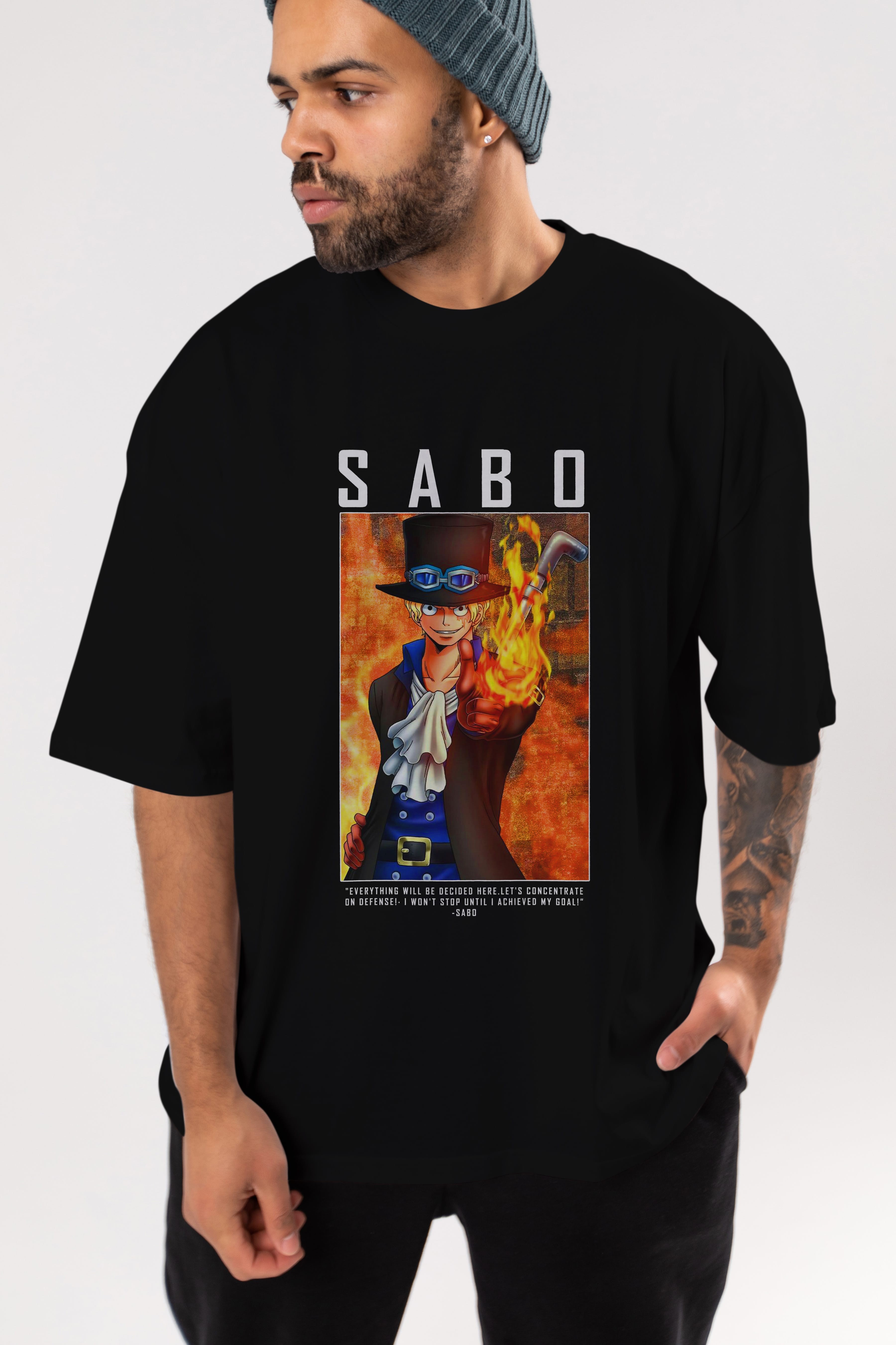 Sabo Anime Ön Baskılı Oversize t-shirt Erkek Kadın Unisex