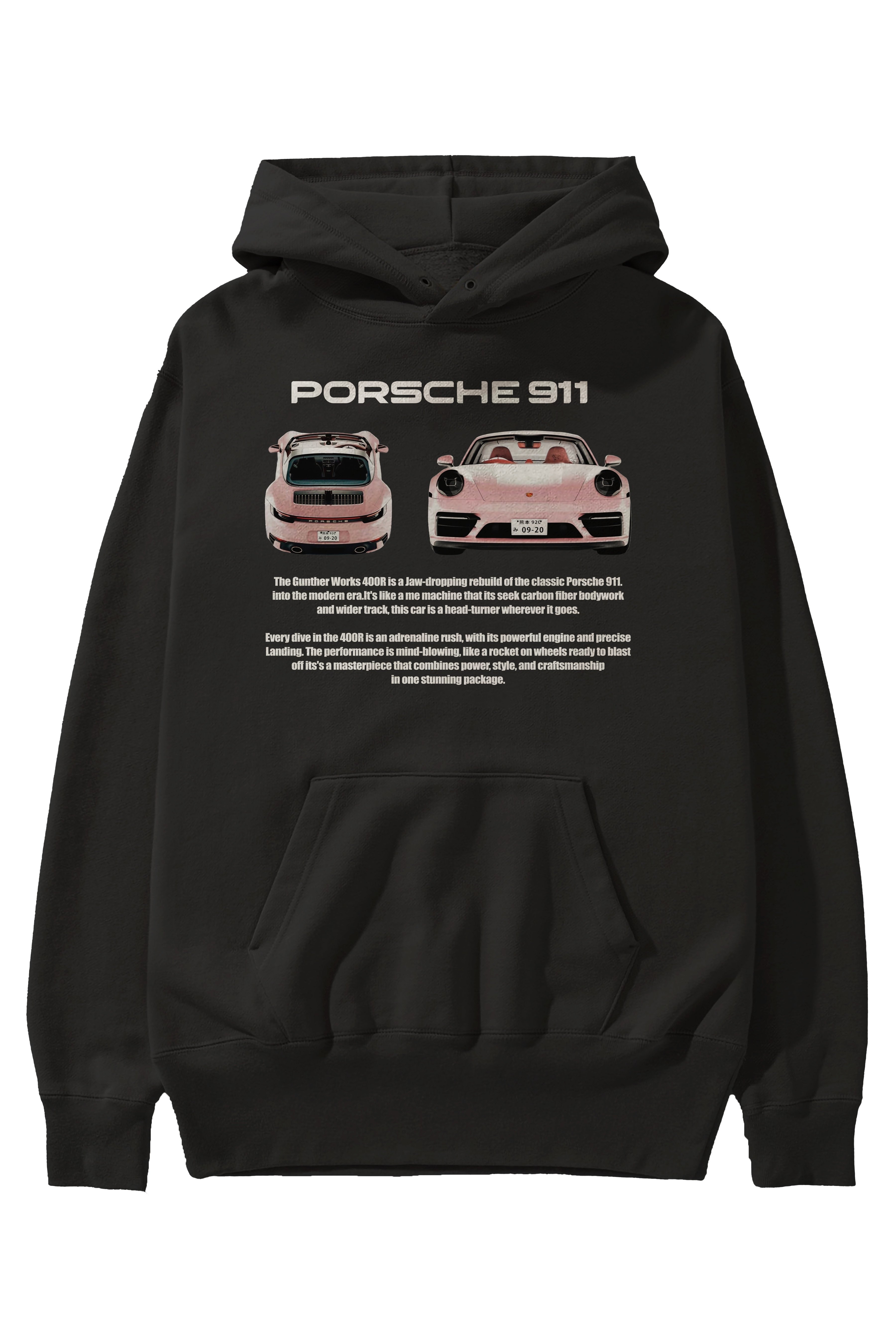 PORSCHE 911 PINK 1 Ön Baskılı Hoodie Oversize Kapüşonlu Sweatshirt Erkek Kadın Unisex