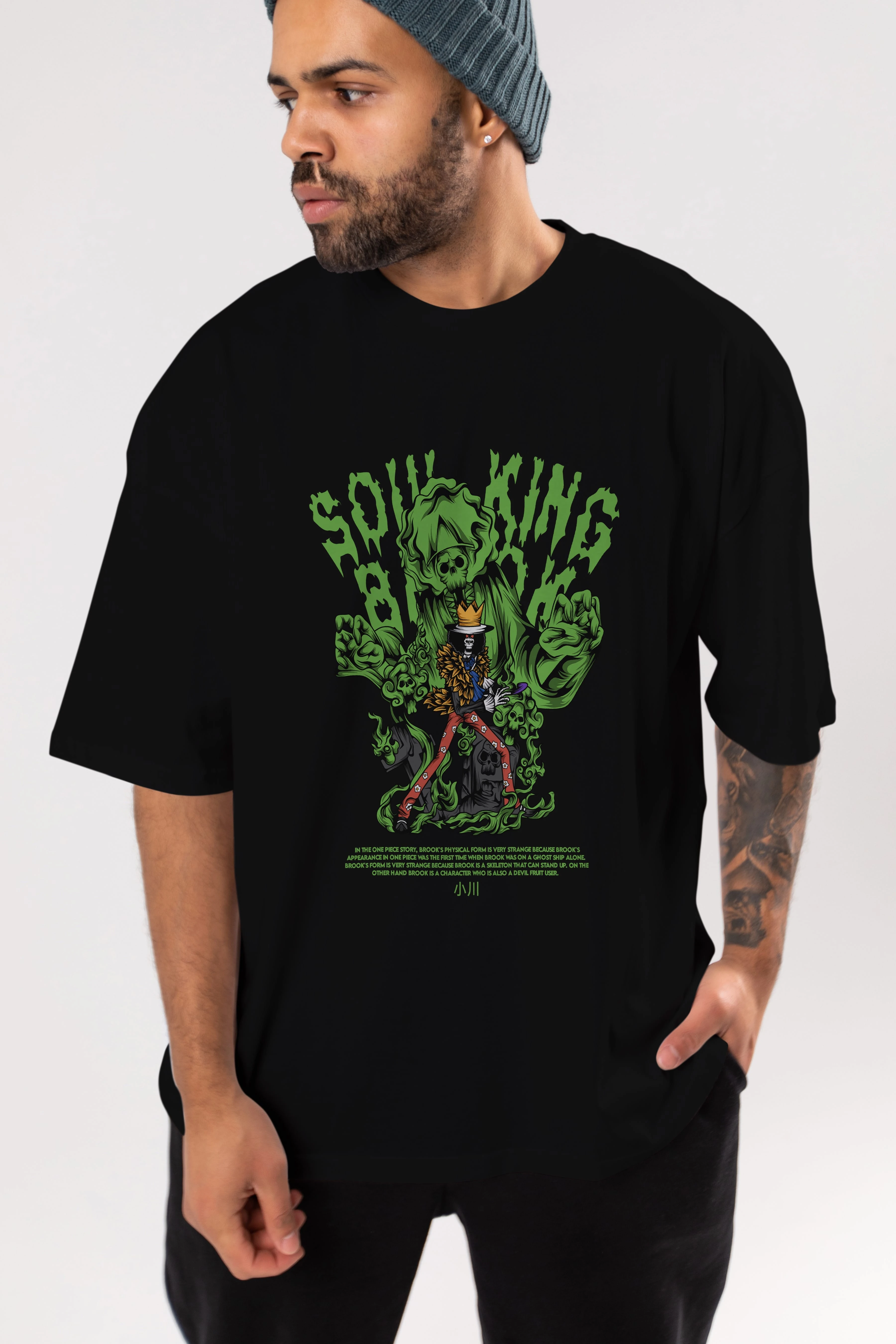Soul King Brook Anime Ön Baskılı Oversize t-shirt %100 pamuk Erkek Kadın Unisex