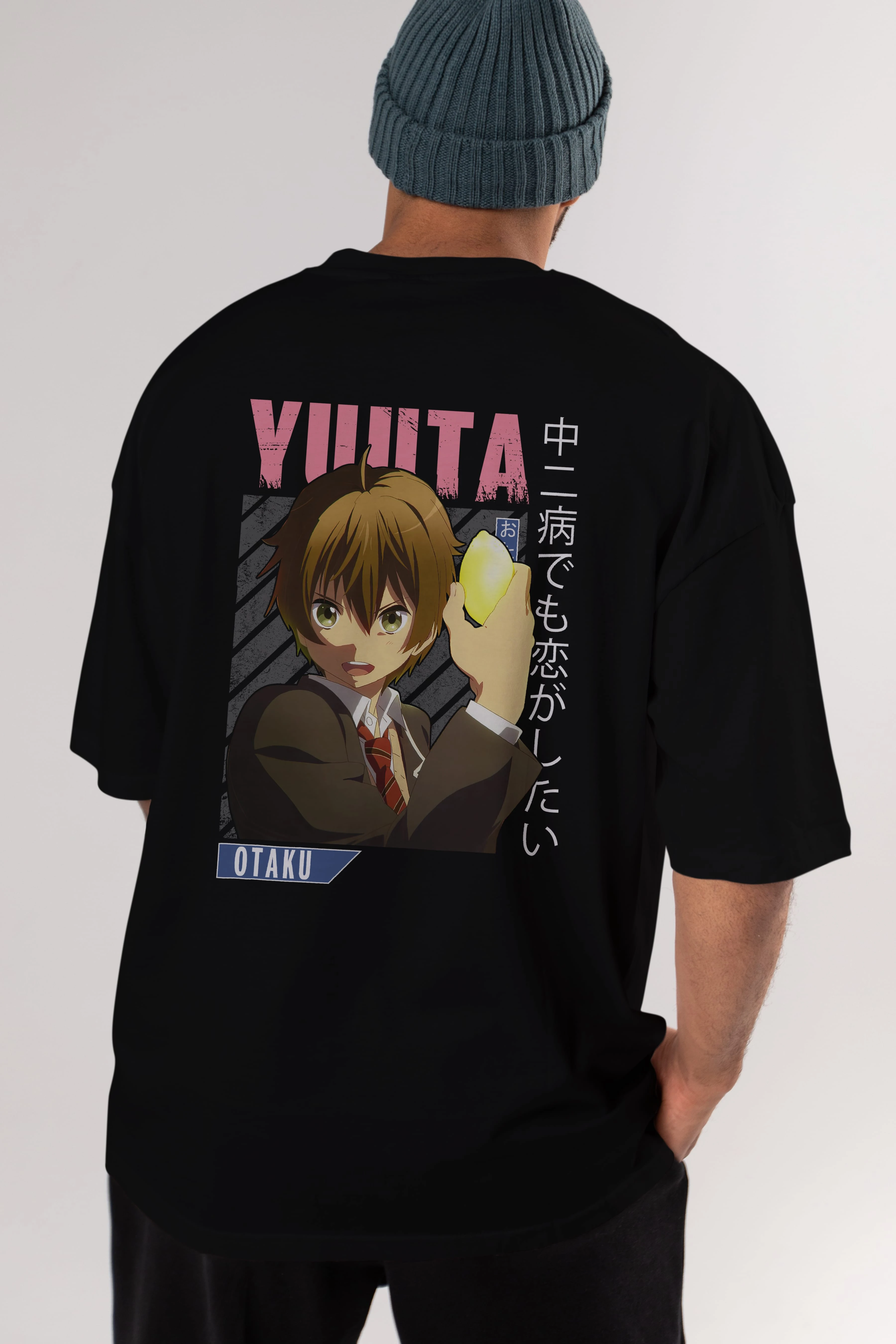 Yuuta Togashi 2 Anime Arka Baskılı Oversize t-shirt Erkek Kadın Unisex