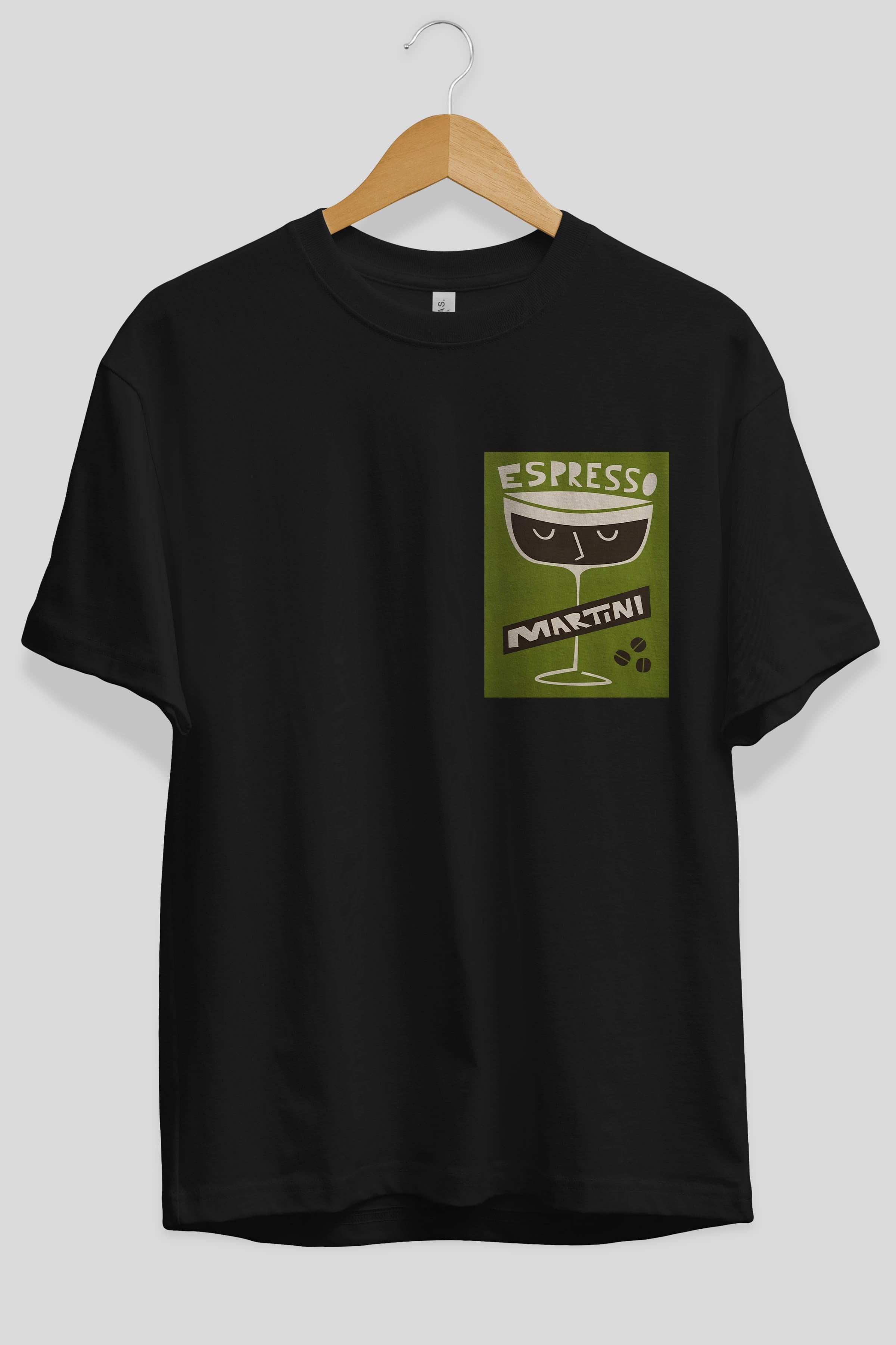 Espresso Martini 2 Ön Sol Baskılı Oversize t-shirt Erkek Kadın Unisex %100 Pamuk Bisiklet Yaka tişort