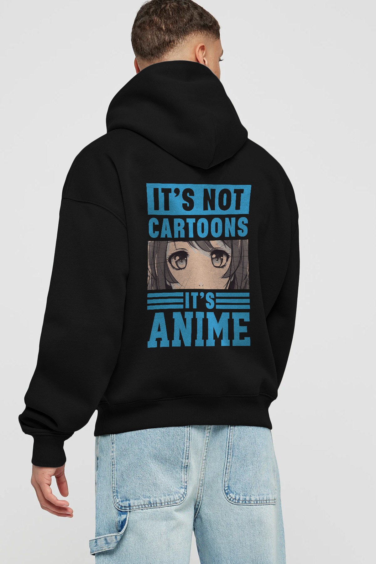 Its Anime Anime Arka Baskılı Hoodie Oversize Kapüşonlu Sweatshirt Erkek Kadın Unisex