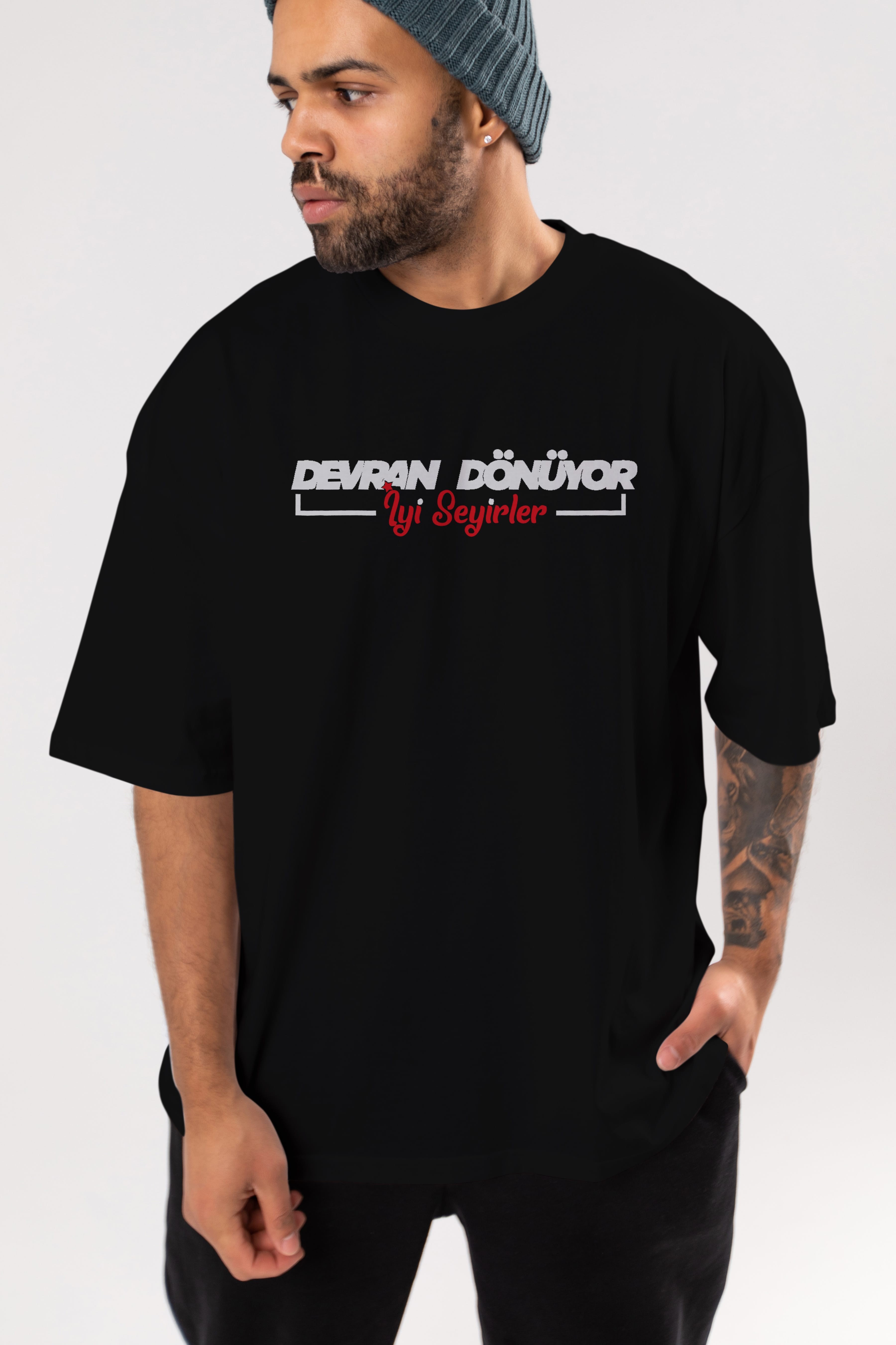Devran Dönüyor İyi Seyirler Ön Baskılı Oversize t-shirt %100 pamuk Erkek Kadın Unisex