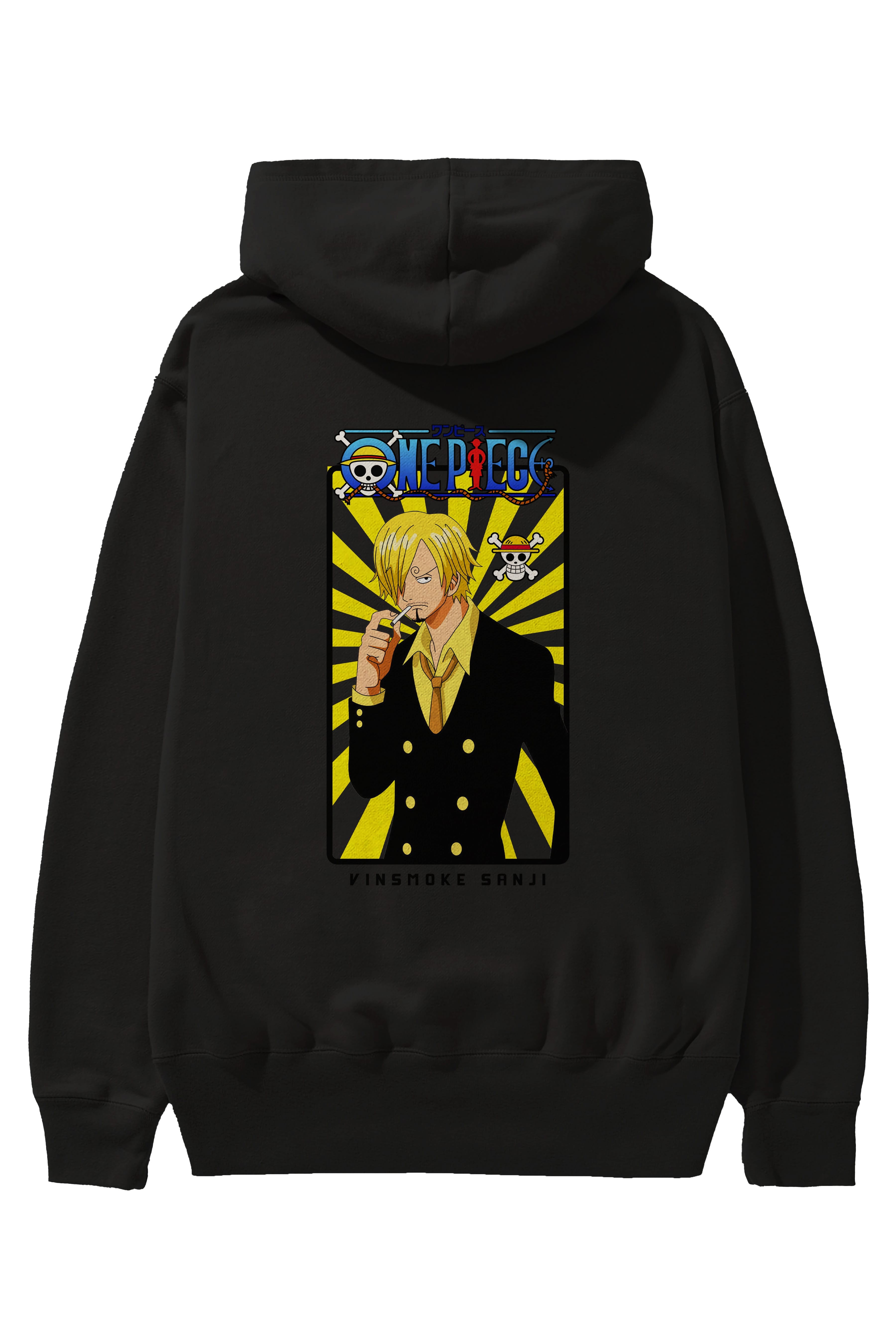 Sanji 4 Anime Arka Baskılı Hoodie Oversize Kapüşonlu Sweatshirt Erkek Kadın Unisex