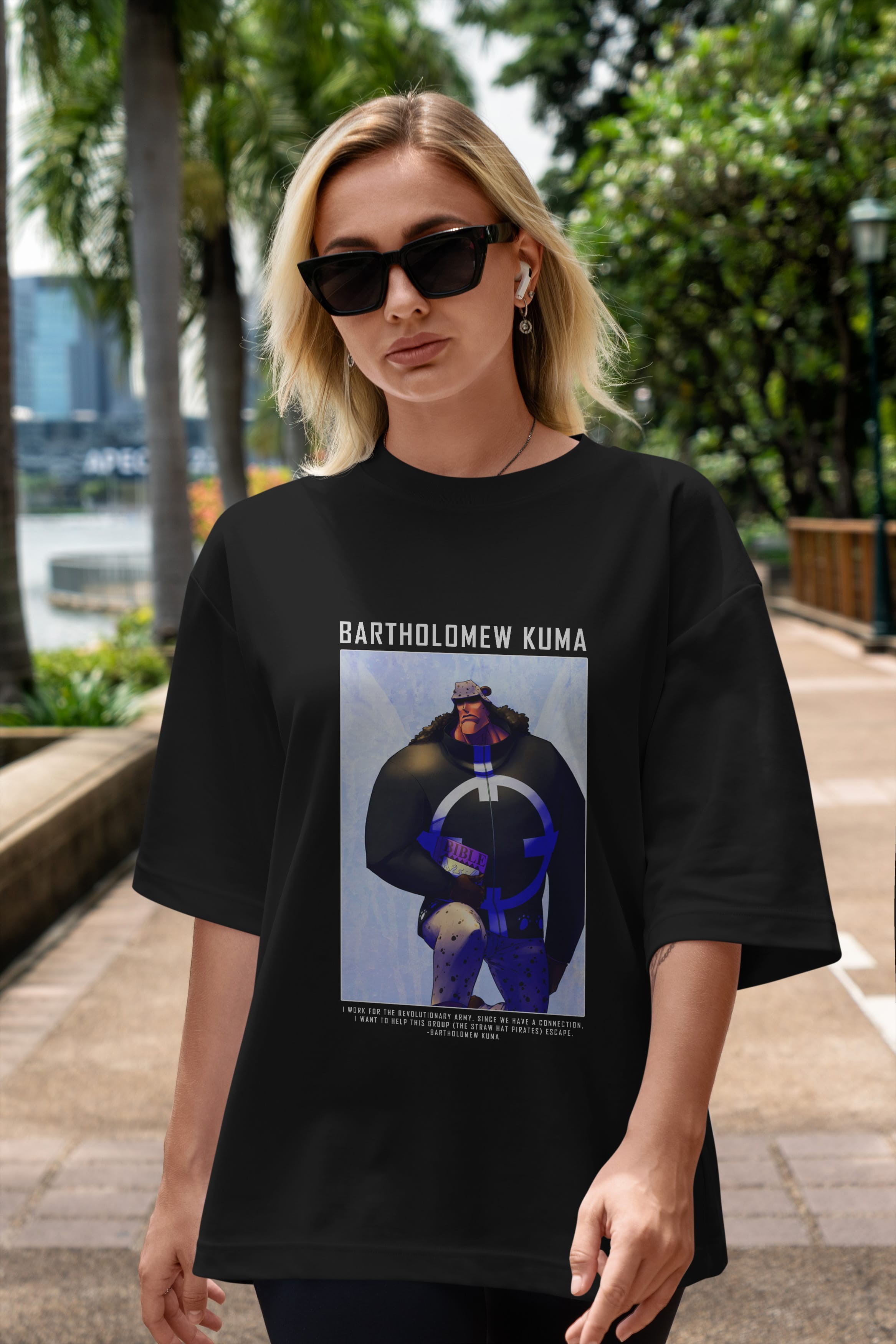 Bartholomew Kuma Anime Ön Baskılı Oversize t-shirt Erkek Kadın Unisex