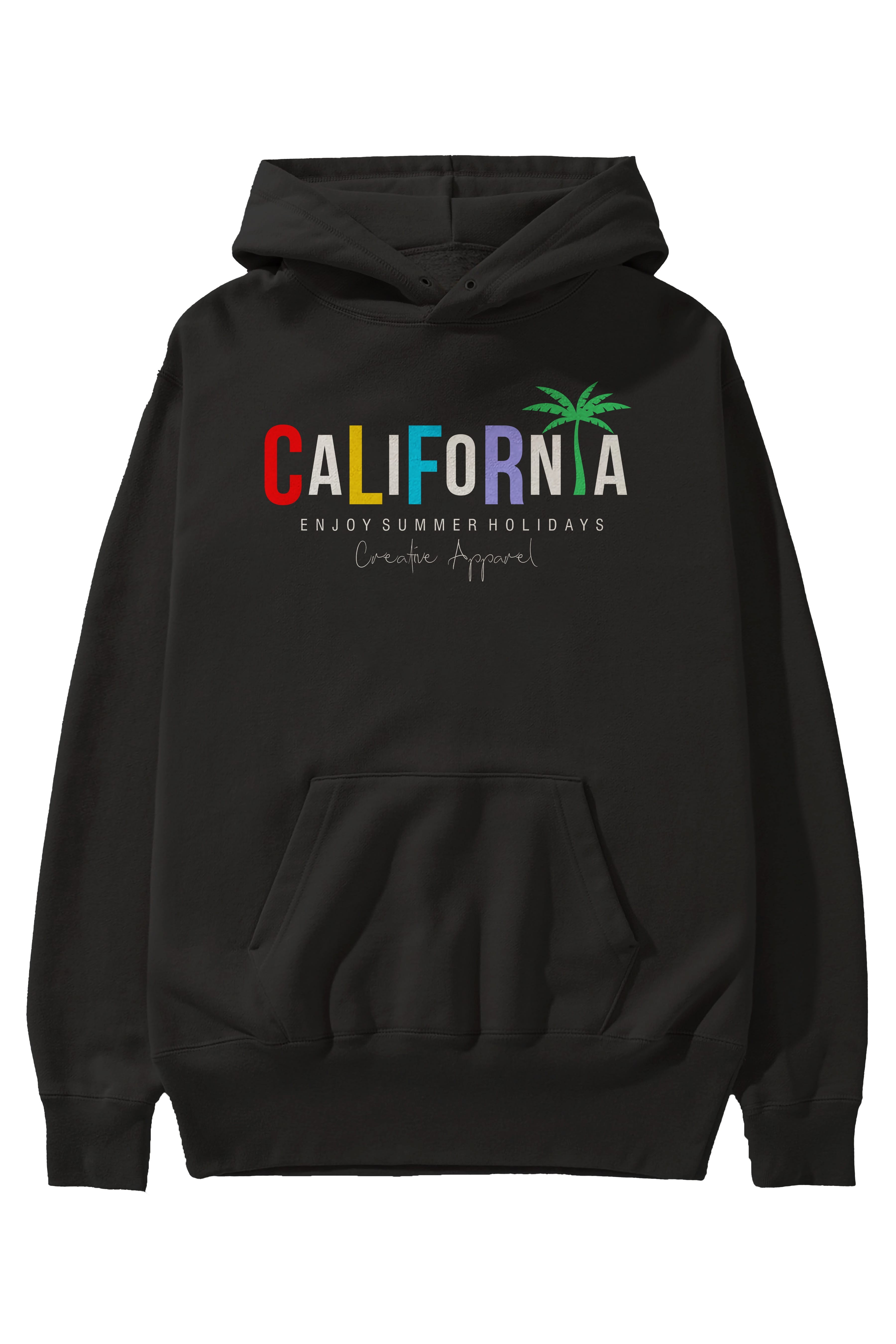 California 2 Ön Baskılı Oversize Hoodie Kapüşonlu Sweatshirt Erkek Kadın Unisex