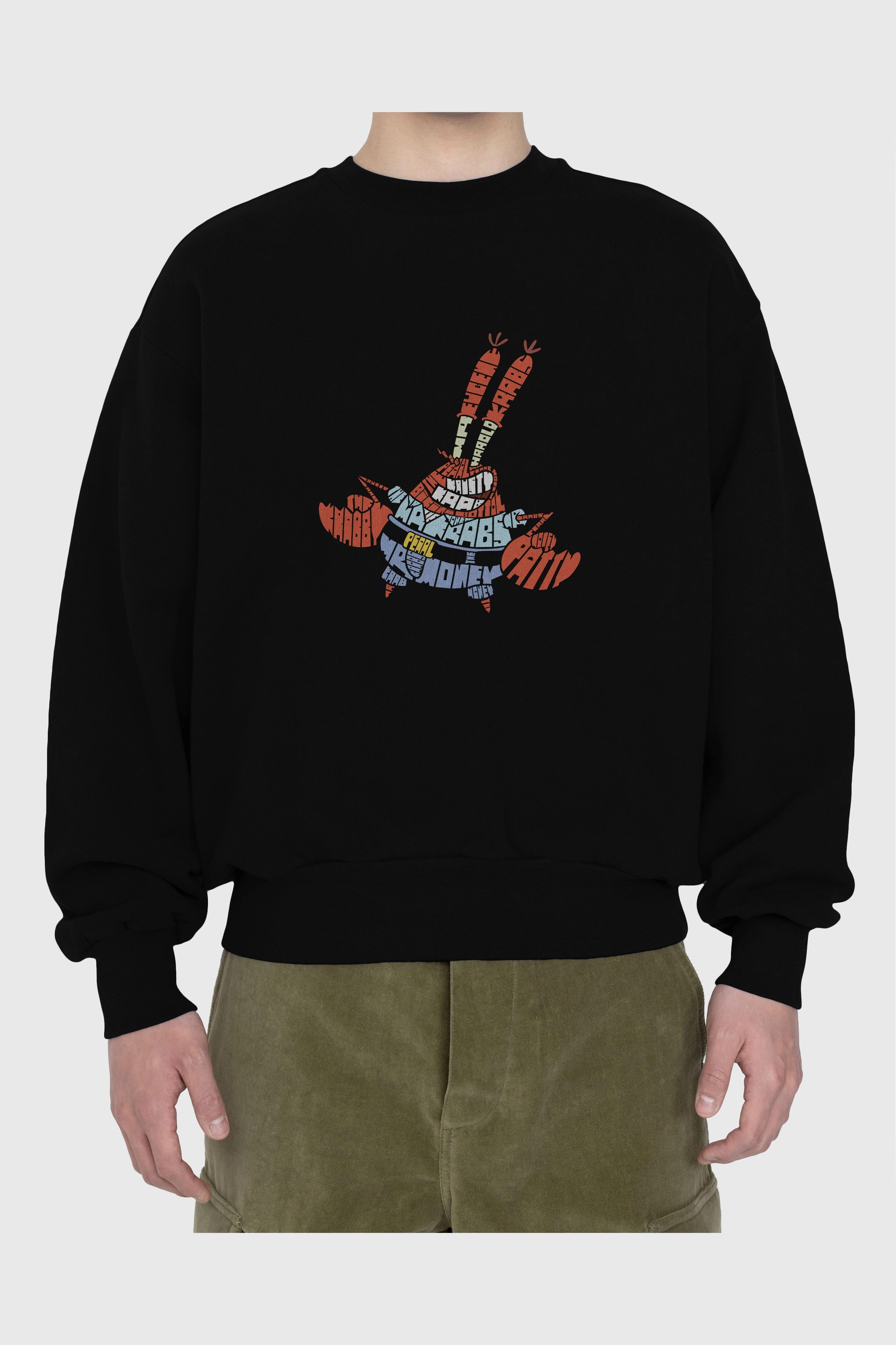 Mr Krabs Ön Baskılı Oversize Sweatshirt Erkek Kadın Unisex