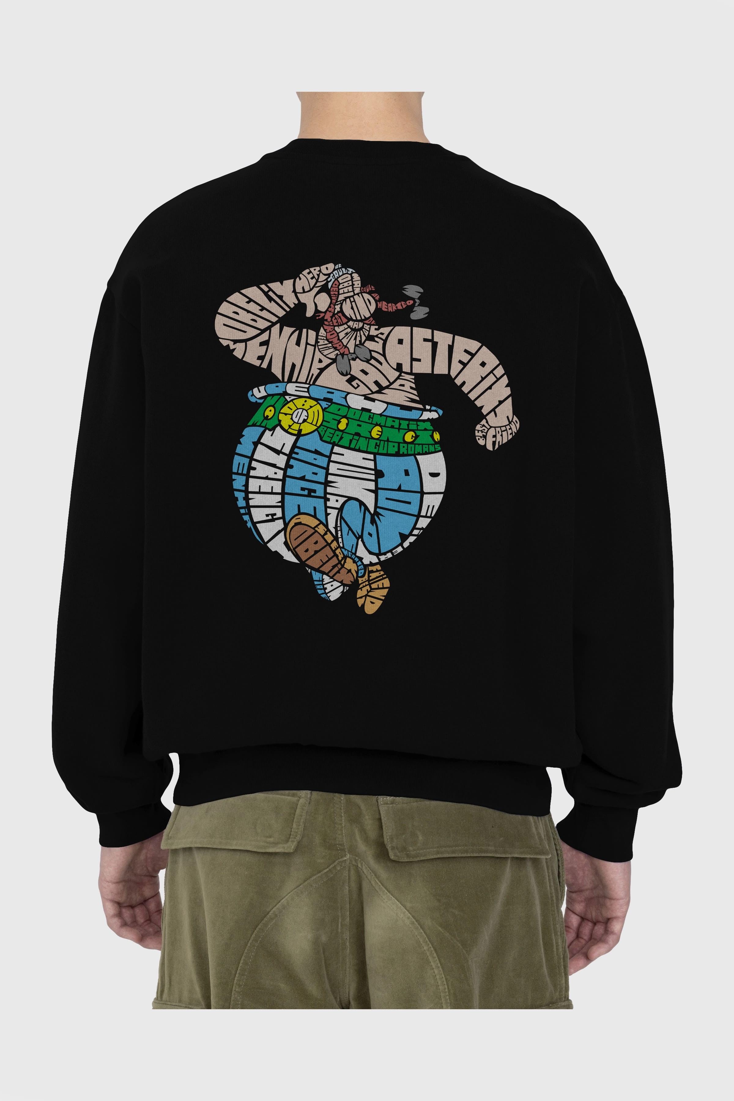 Obelix Arka Baskılı Oversize Sweatshirt Erkek Kadın Unisex