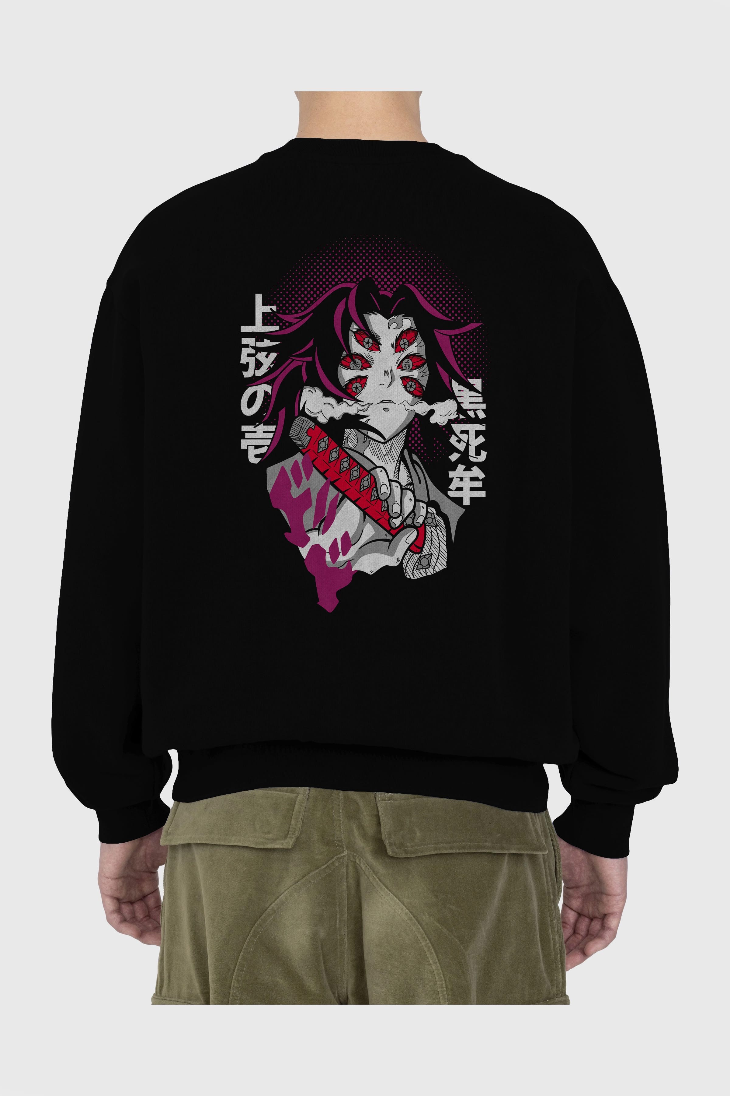 Kokushibo Anime Arka Baskılı Oversize Sweatshirt Erkek Kadın Unisex