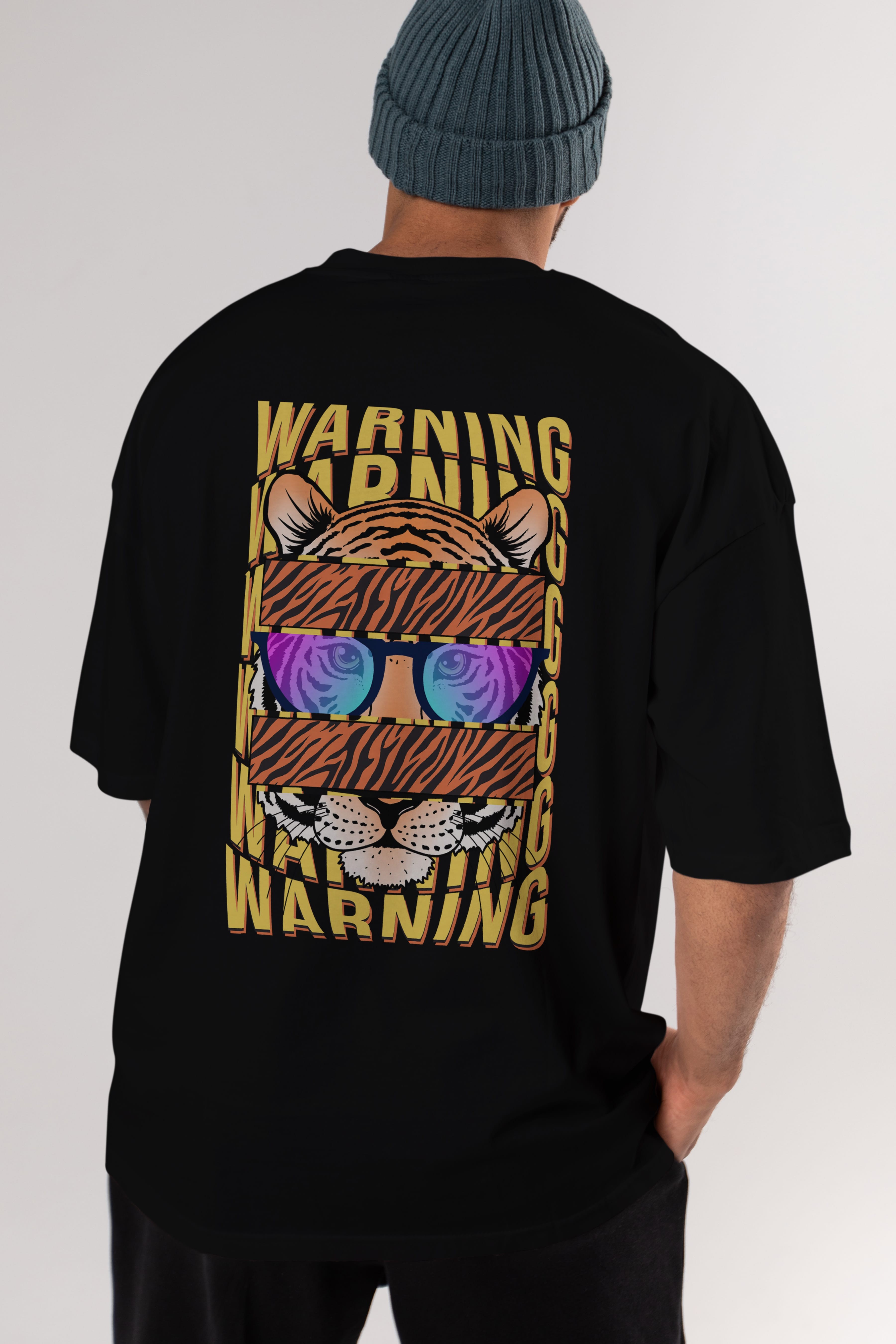 Warning Yazılı Arka Baskılı Oversize t-shirt Erkek Kadın Unisex