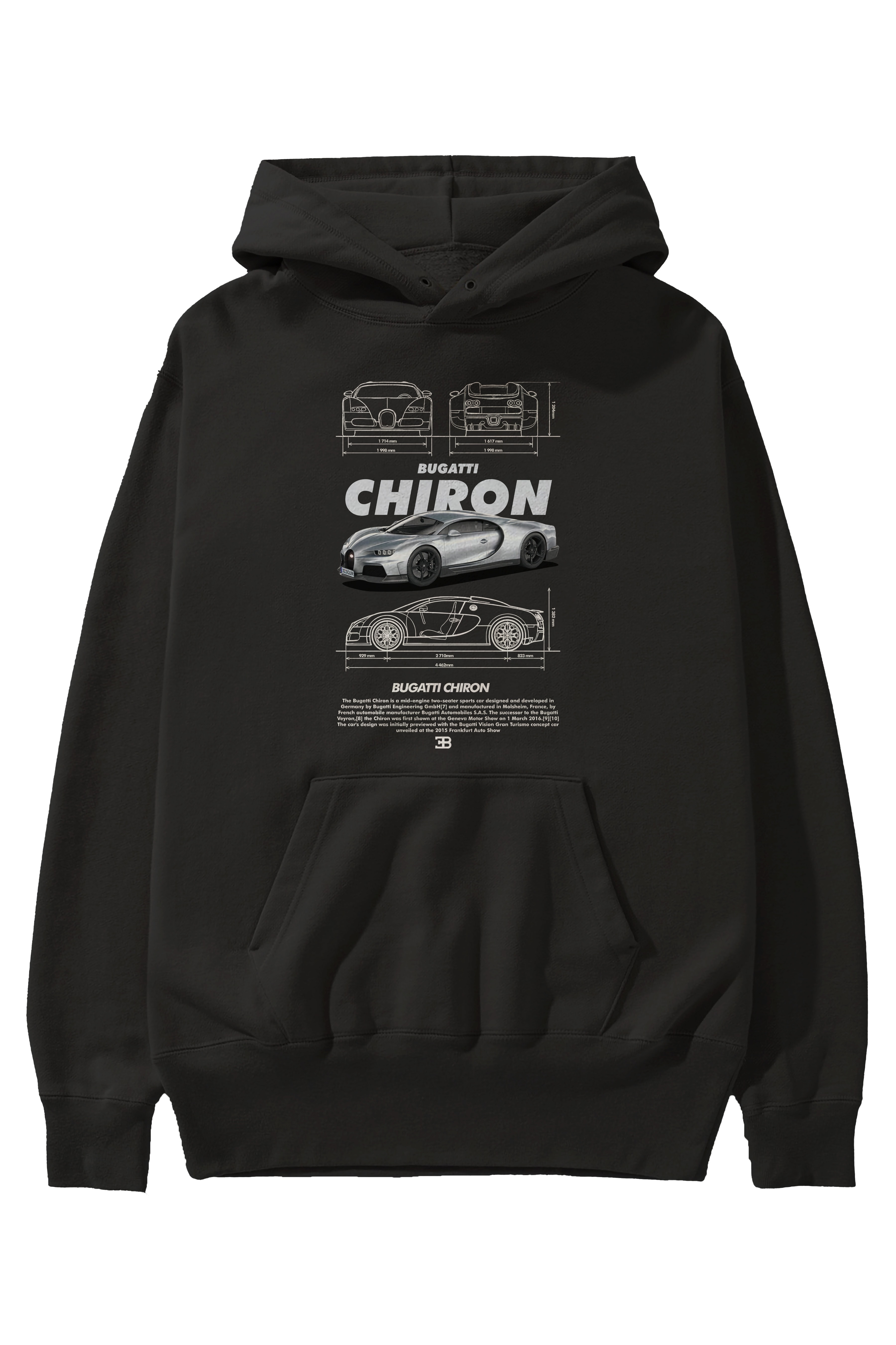 BUGATTI CHIRON 1 Ön Baskılı Hoodie Oversize Kapüşonlu Sweatshirt Erkek Kadın Unisex