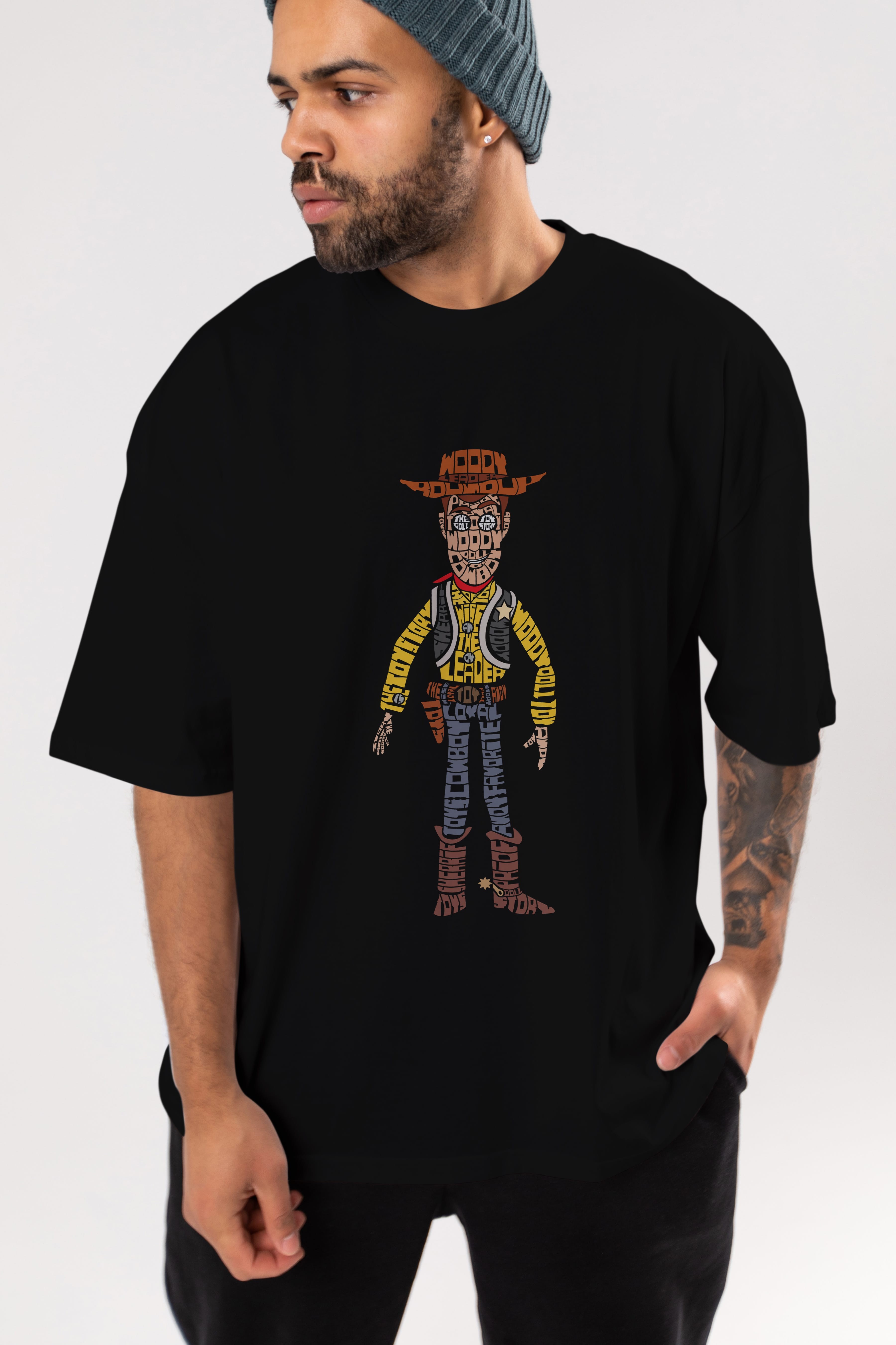 Woody Ön Baskılı Oversize t-shirt %100 pamuk Erkek Kadın Unisex