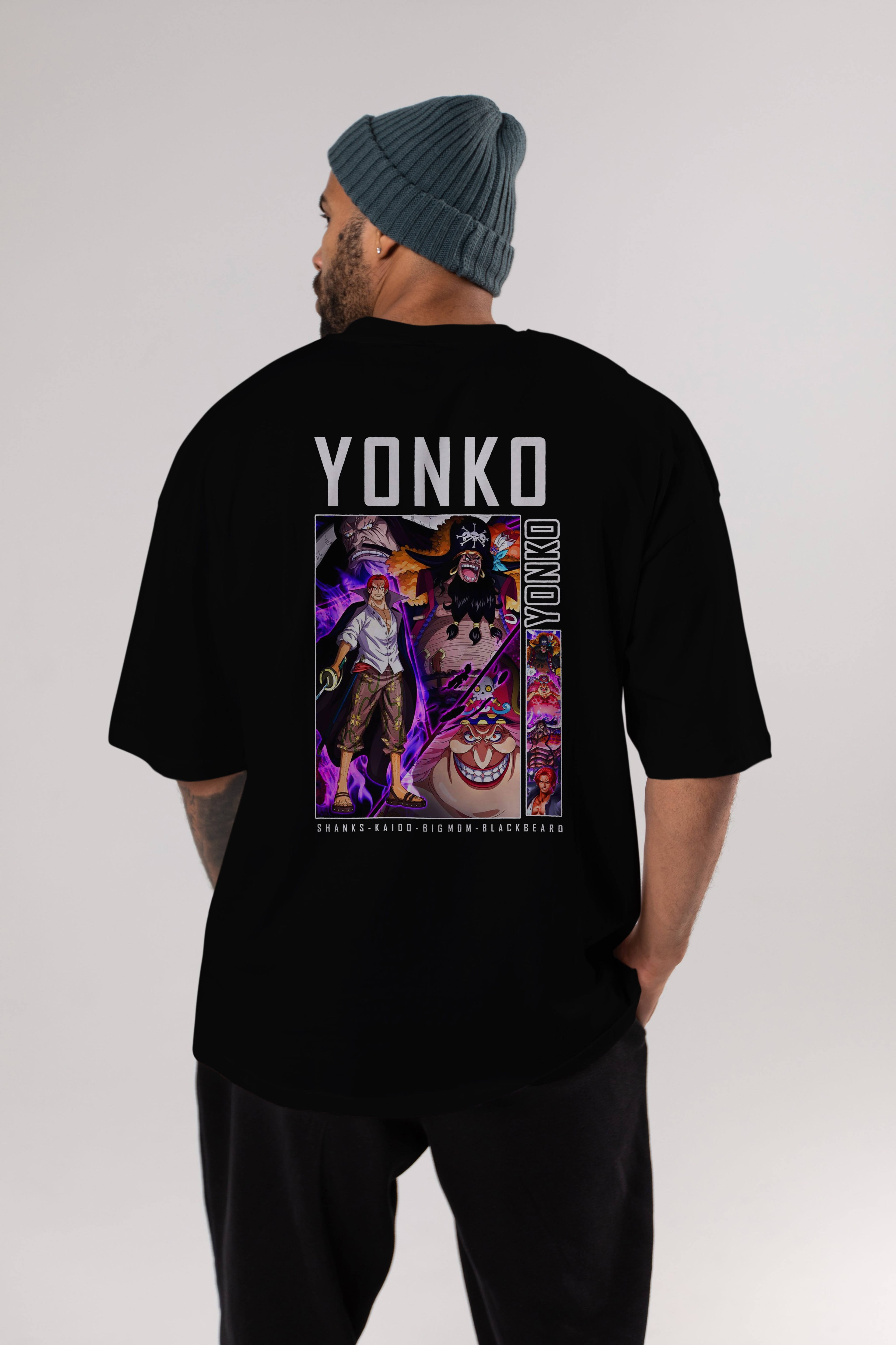 Yonko Anime Arka Baskılı Oversize t-shirt Erkek Kadın Unisex %100 pamuk tişort