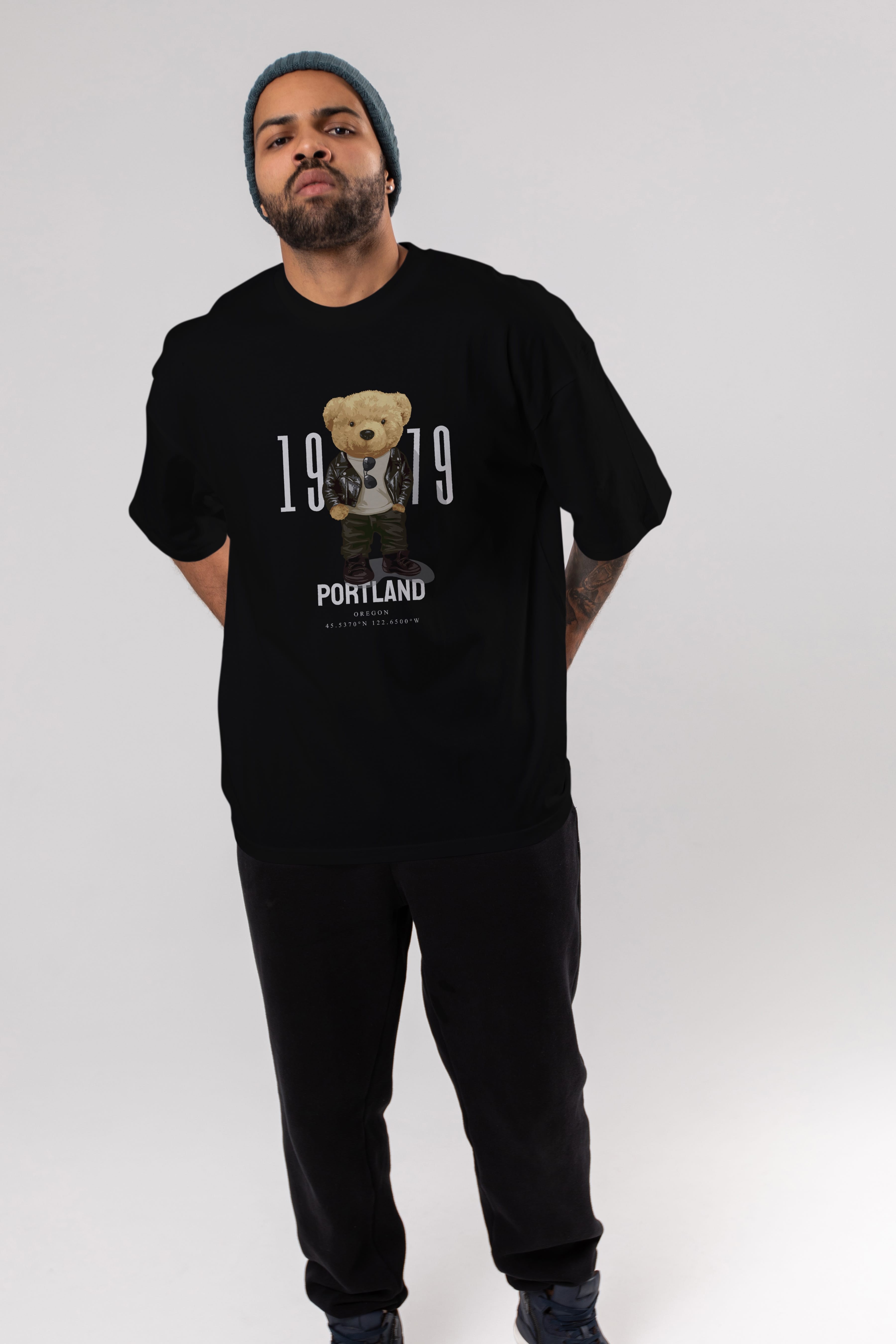 Teddy Bear Portland Ön Baskılı Oversize t-shirt Erkek Kadın Unisex %100 Pamuk