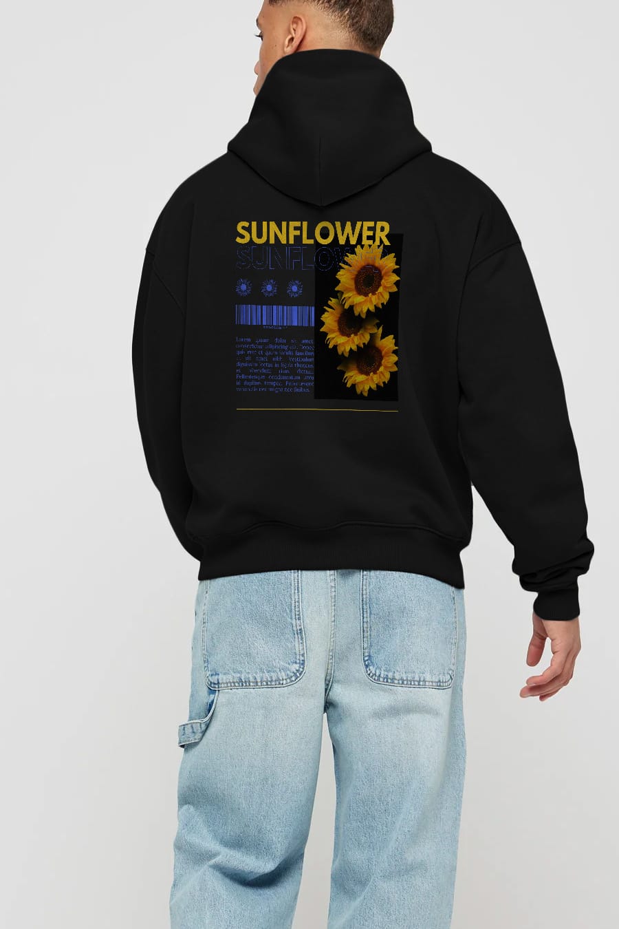 Sunflower Arka Baskılı Oversize Hoodie Kapüşonlu Sweatshirt Erkek Kadın Unisex
