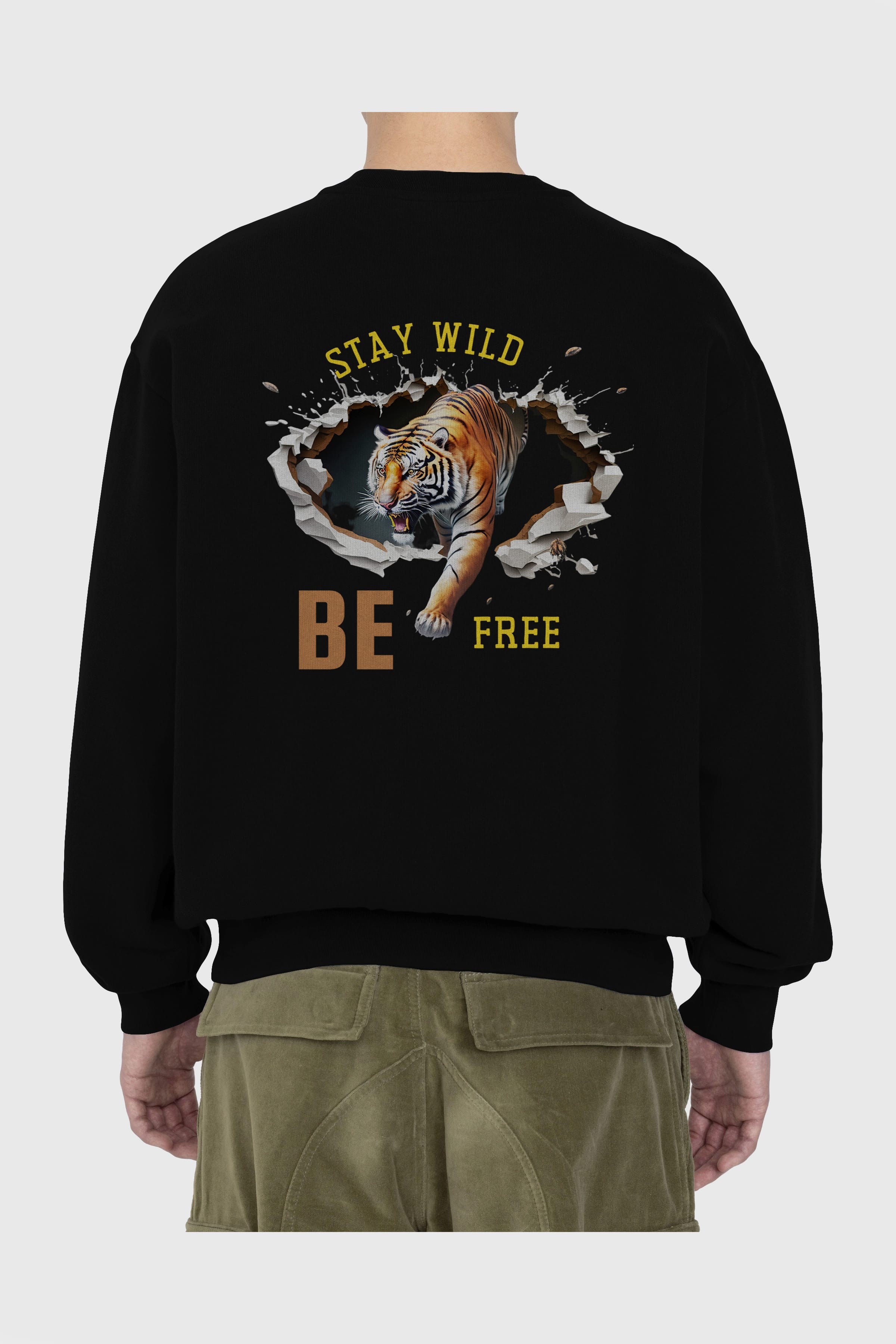 Stay Wild Be Free Yazılı Arka Baskılı Oversize Sweatshirt Erkek Kadın Unisex