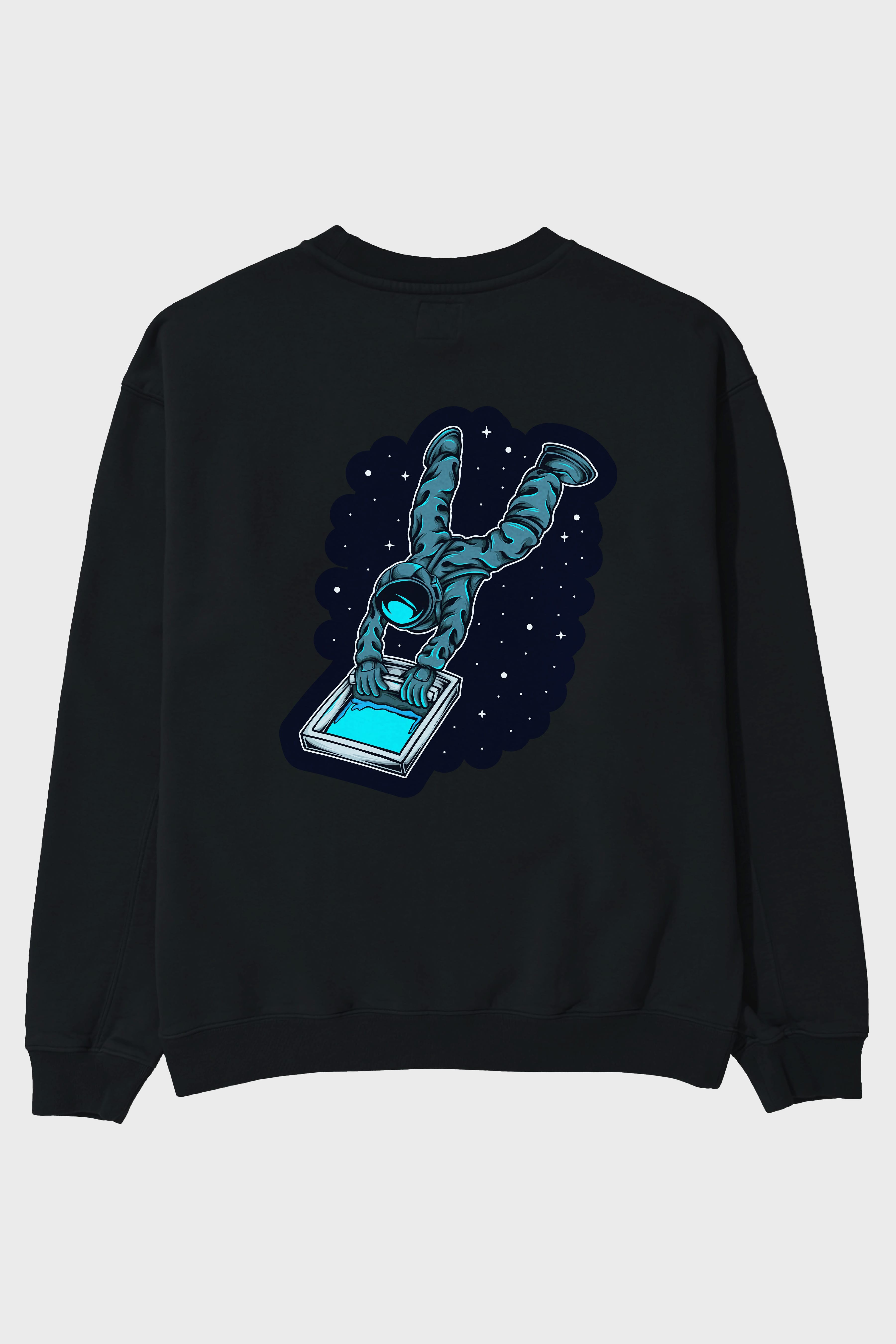 Astroscreen Sticker Arka Baskılı Oversize Sweatshirt Erkek Kadın Unisex