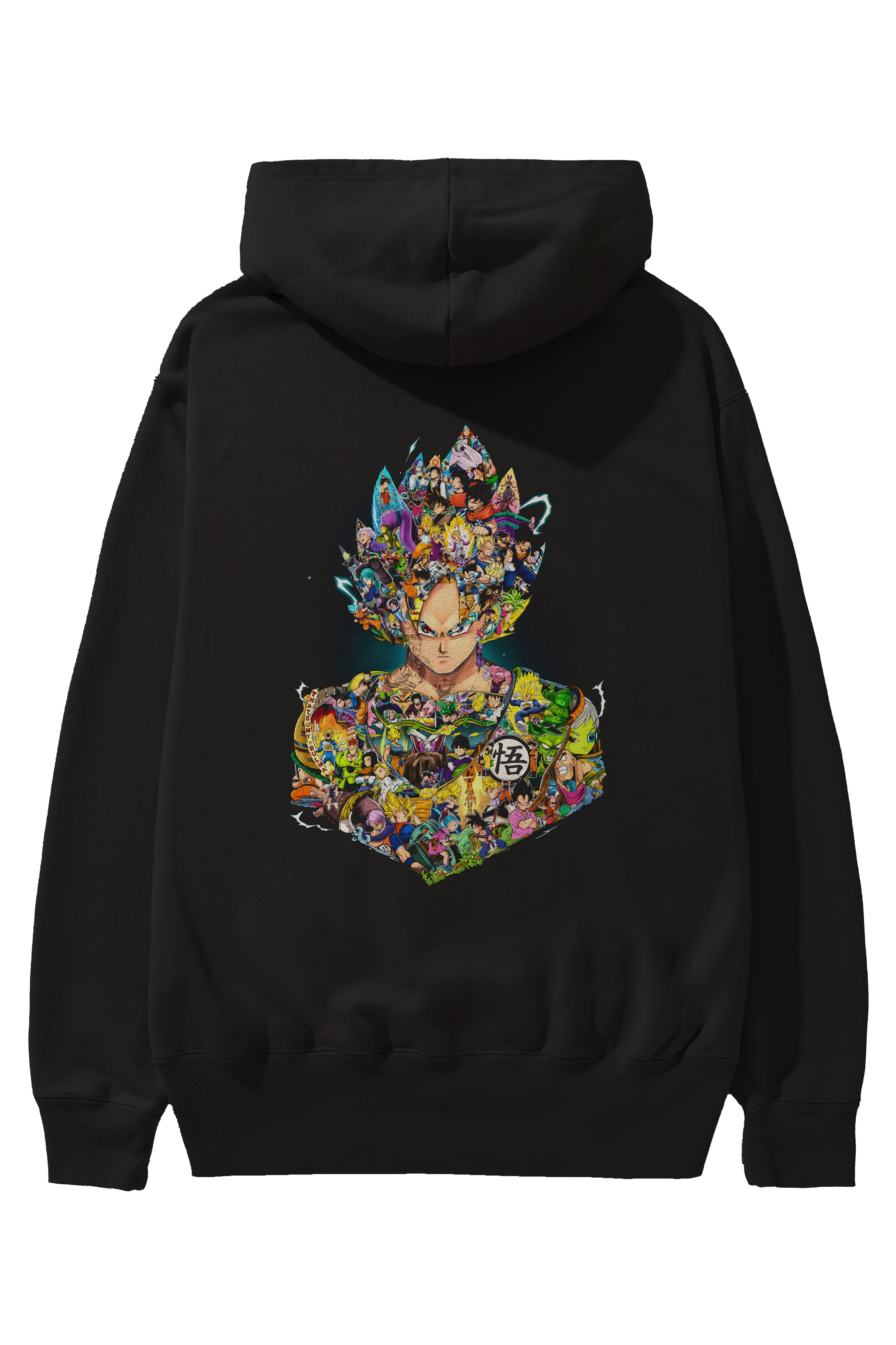 DRAGON BALL ART Anime Arka Baskılı Hoodie Oversize Kapüşonlu Sweatshirt Erkek Kadın Unisex