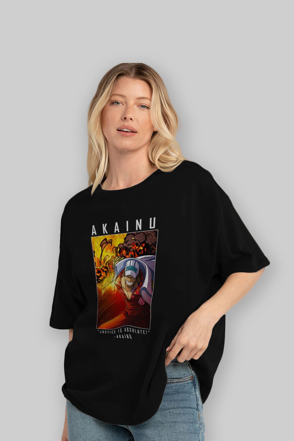 Sakazuki Anime Ön Baskılı Oversize t-shirt Erkek Kadın Unisex