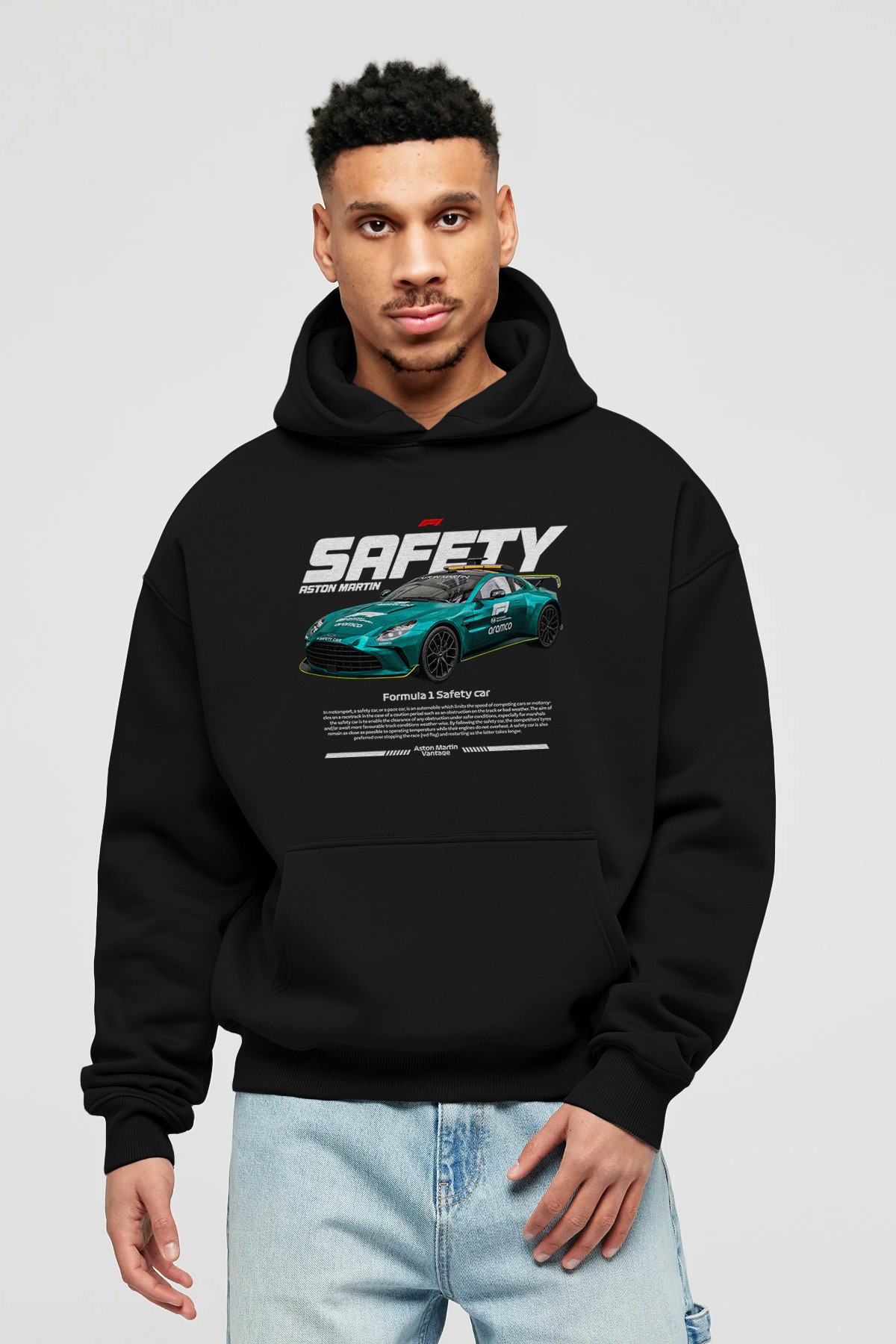 safety car f1 Ön Baskılı Hoodie Oversize Kapüşonlu Sweatshirt Erkek Kadın Unisex