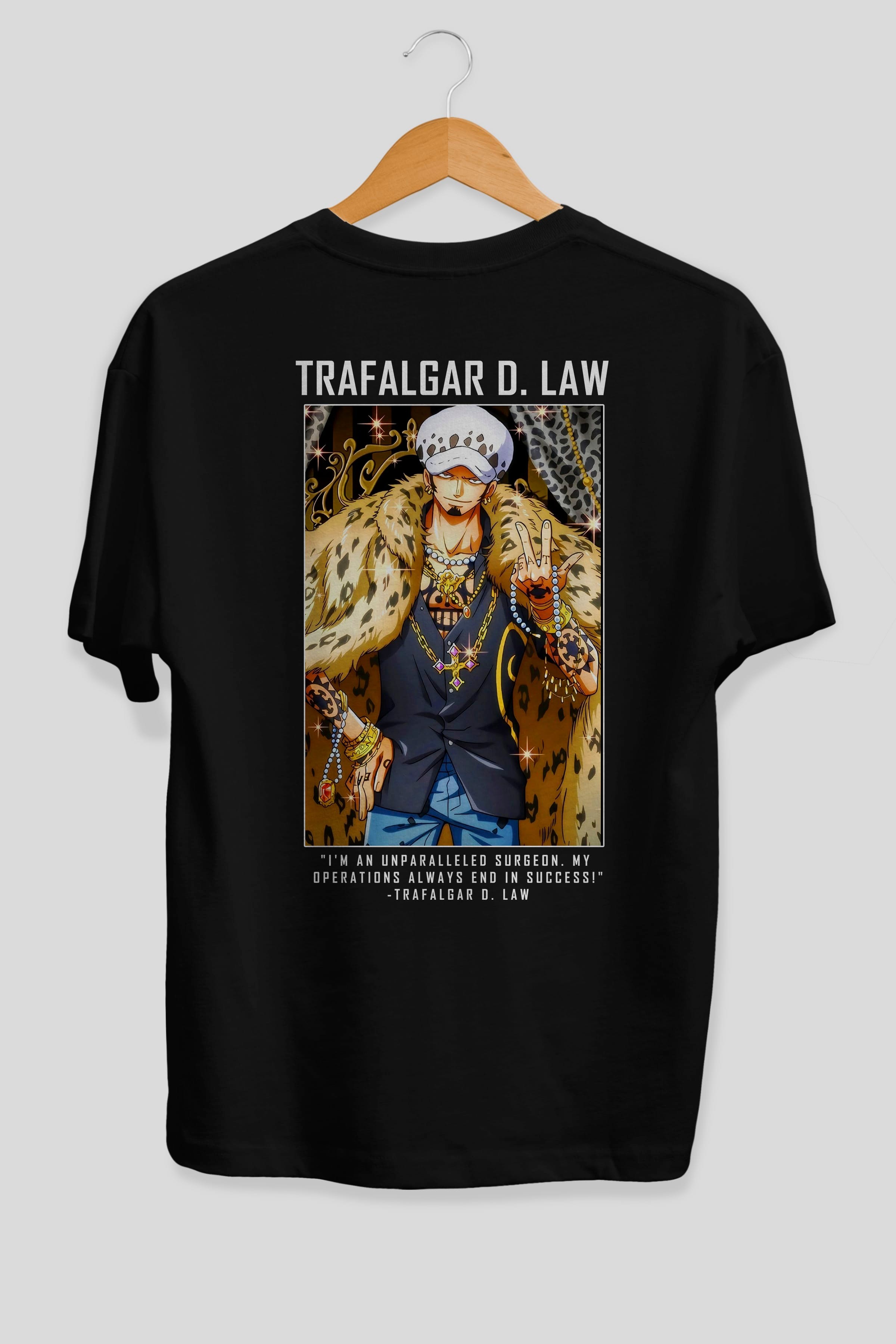 Trafalgar D. Water Law 2 Anime Arka Baskılı Oversize t-shirt Erkek Kadın Unisex %100 pamuk tişort