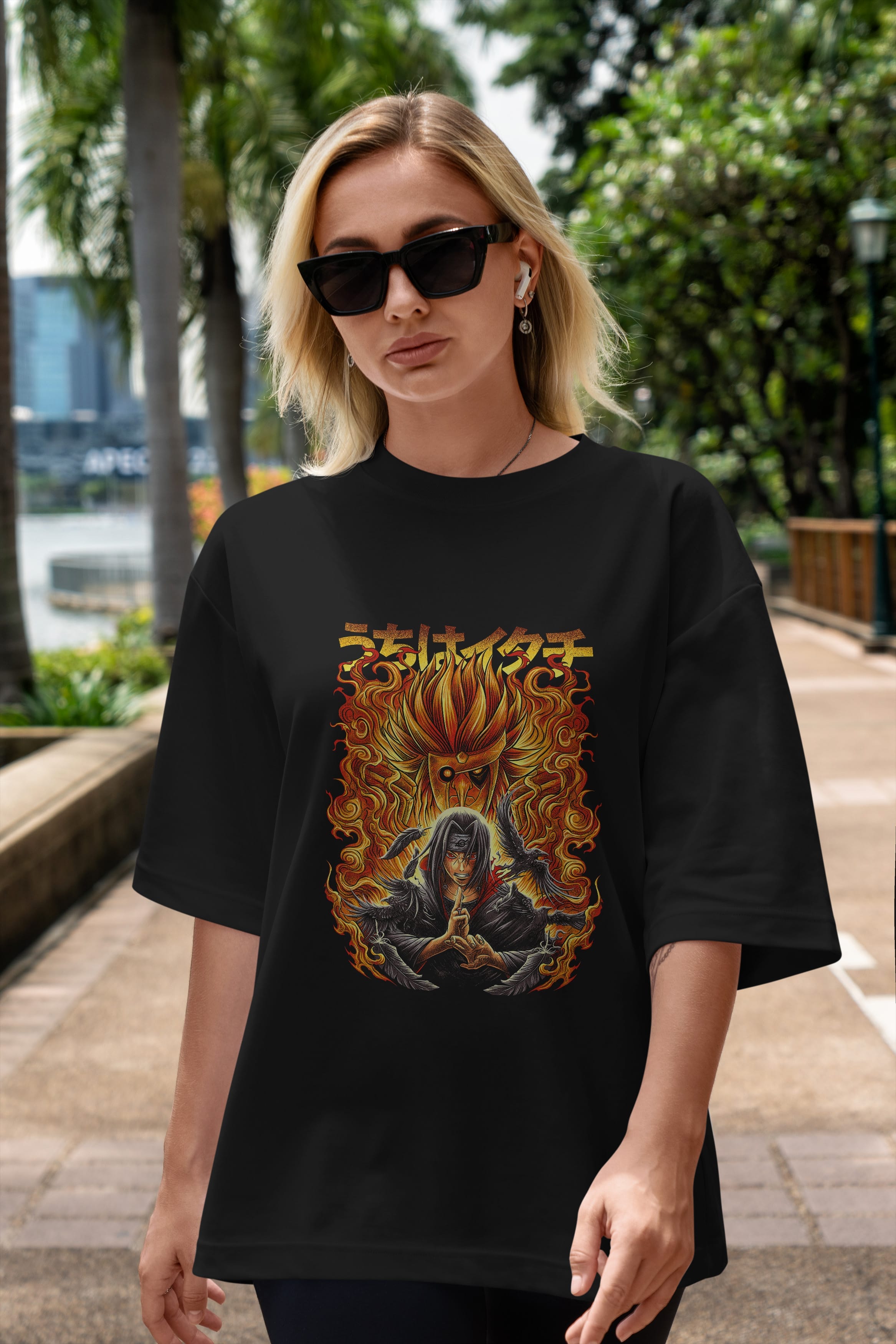 NARUTO ITACHI UCHIHA Anime Ön Baskılı Oversize t-shirt %100 pamuk Erkek Kadın Unisex