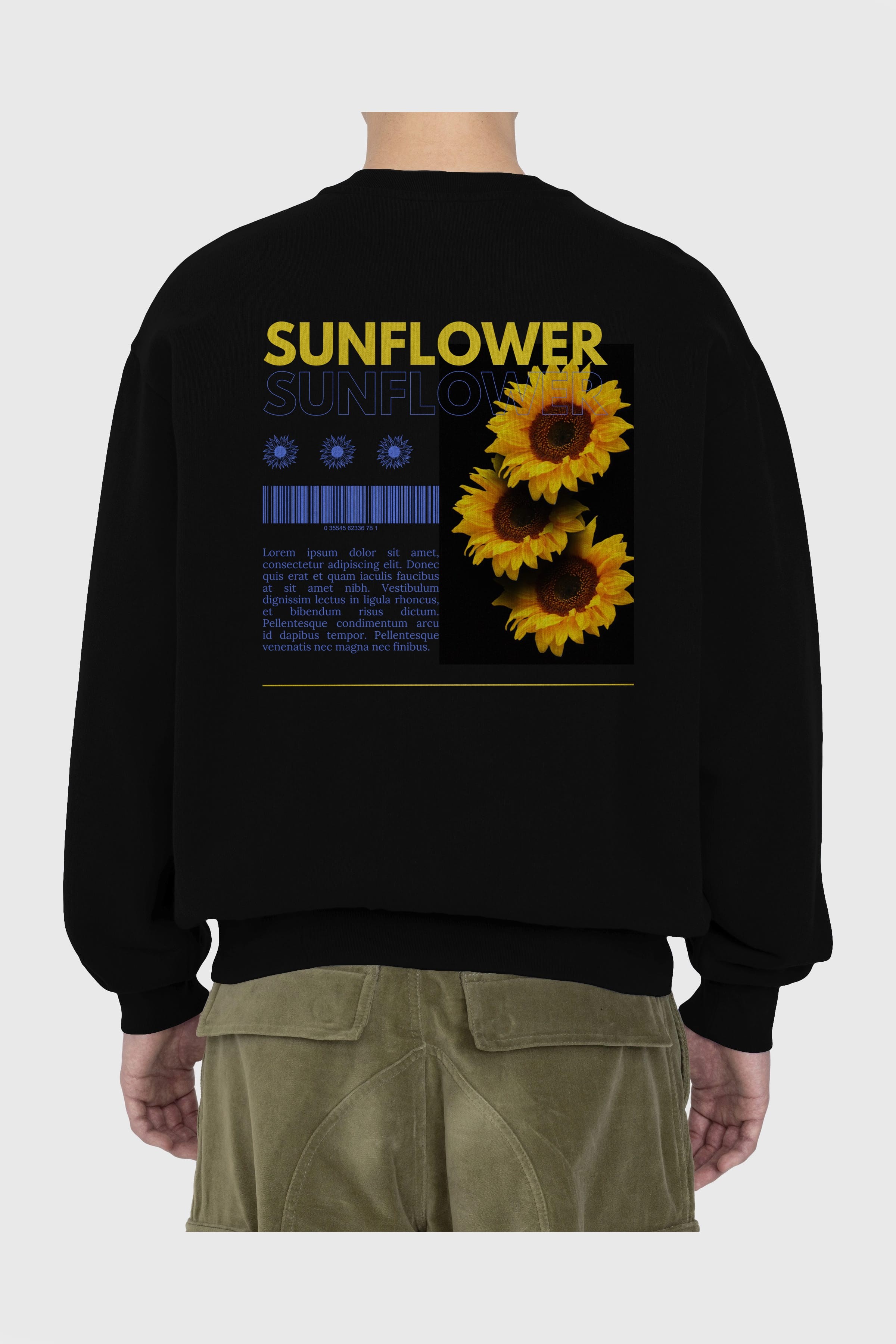Sunflower Arka Baskılı Oversize Sweatshirt Erkek Kadın Unisex