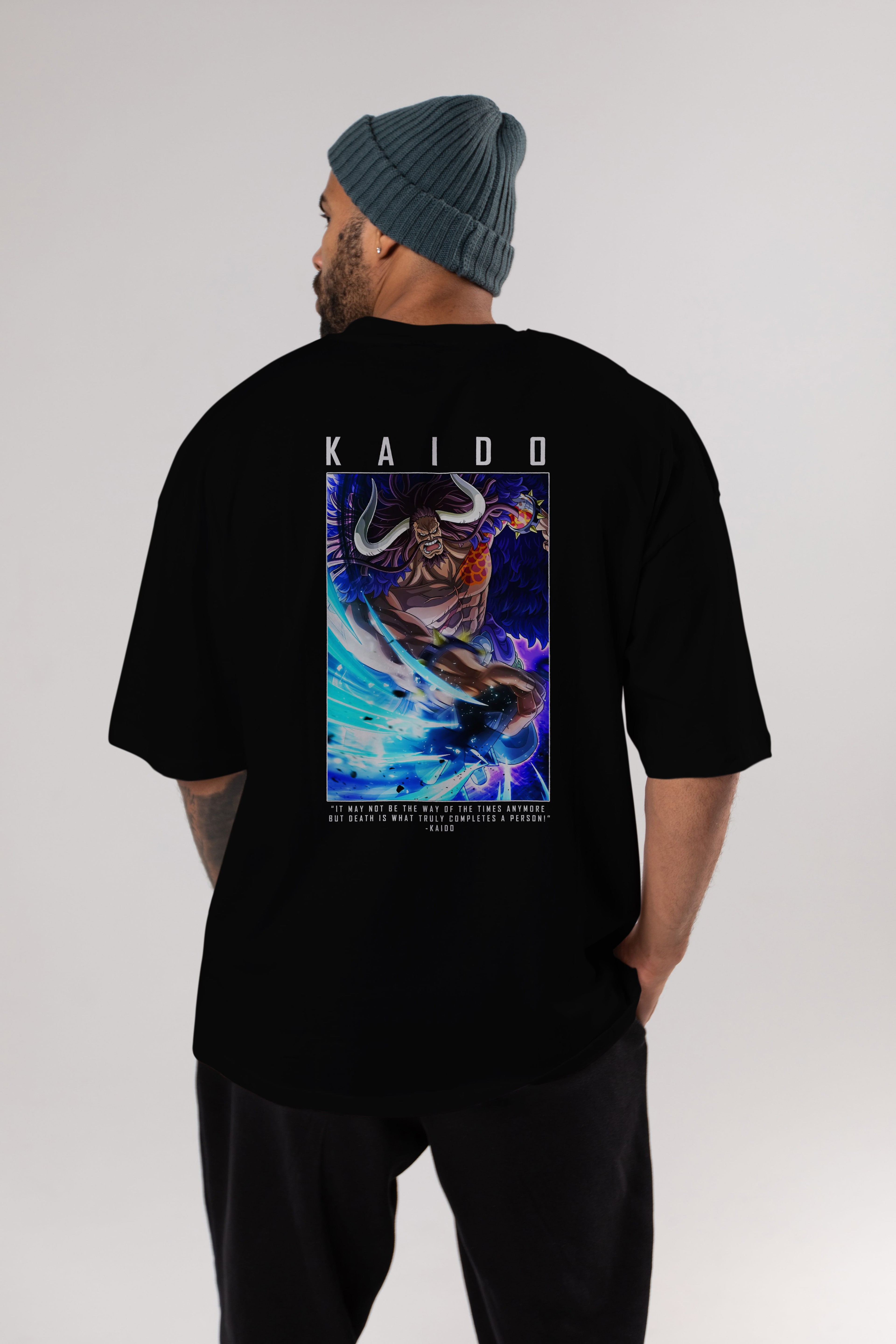 Kaido 2 Anime Arka Baskılı Oversize t-shirt Erkek Kadın Unisex %100 pamuk tişort