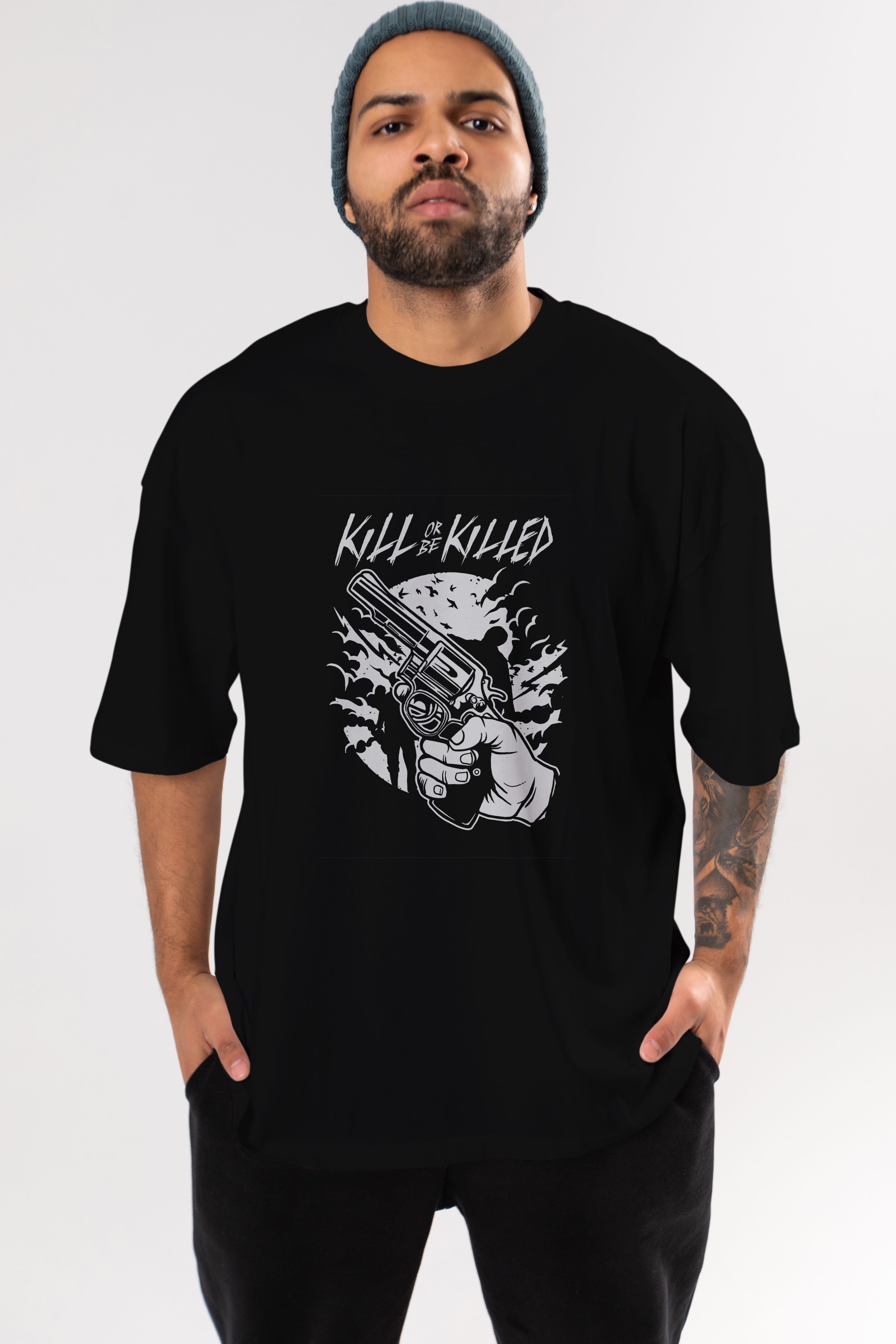 Zombie Shooter Ön Baskılı Oversize t-shirt Erkek Kadın Unisex %100 Pamuk tişort