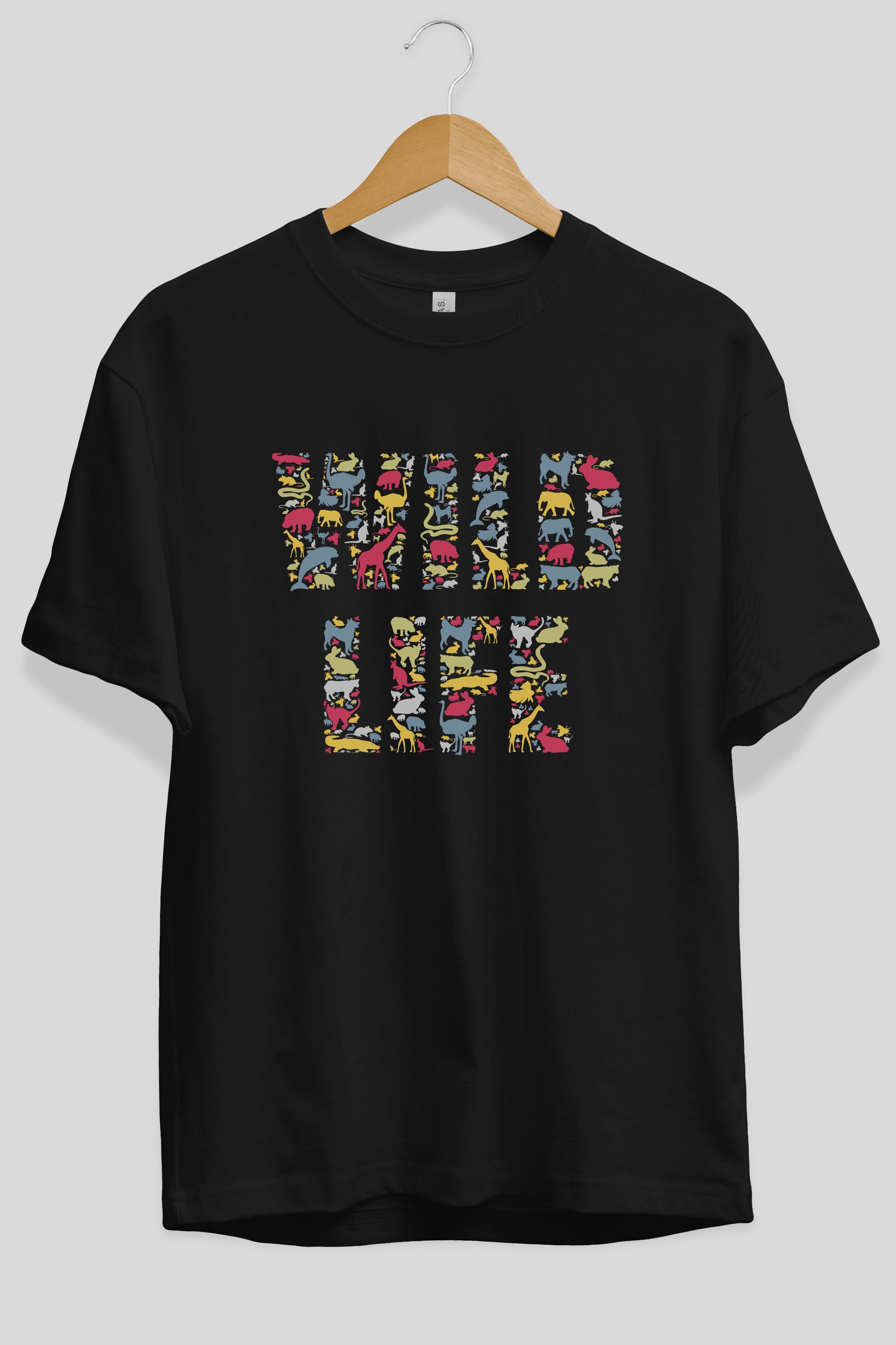 Wild Life Ön Baskılı Oversize t-shirt %100 pamuk Erkek Kadın Unisex