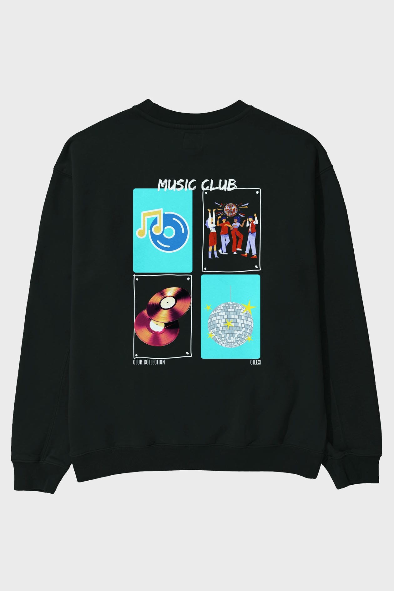 Music Club Arka Baskılı Oversize Sweatshirt Erkek Kadın Unisex