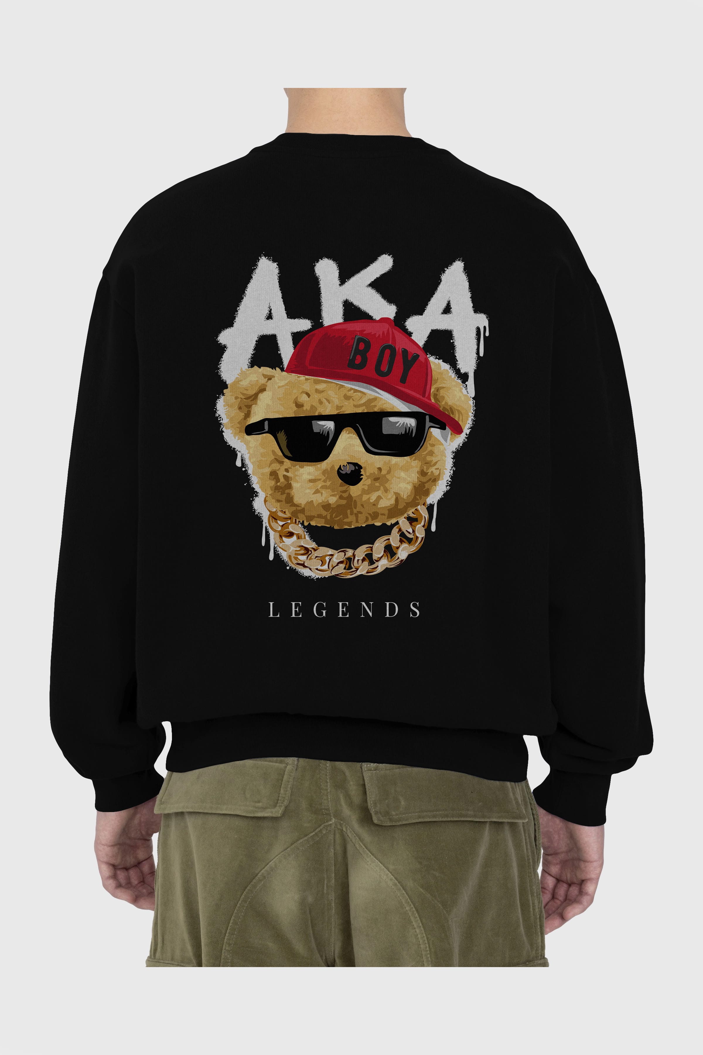 Teddy Bear Legends Arka Baskılı Oversize Sweatshirt Erkek Kadın Unisex